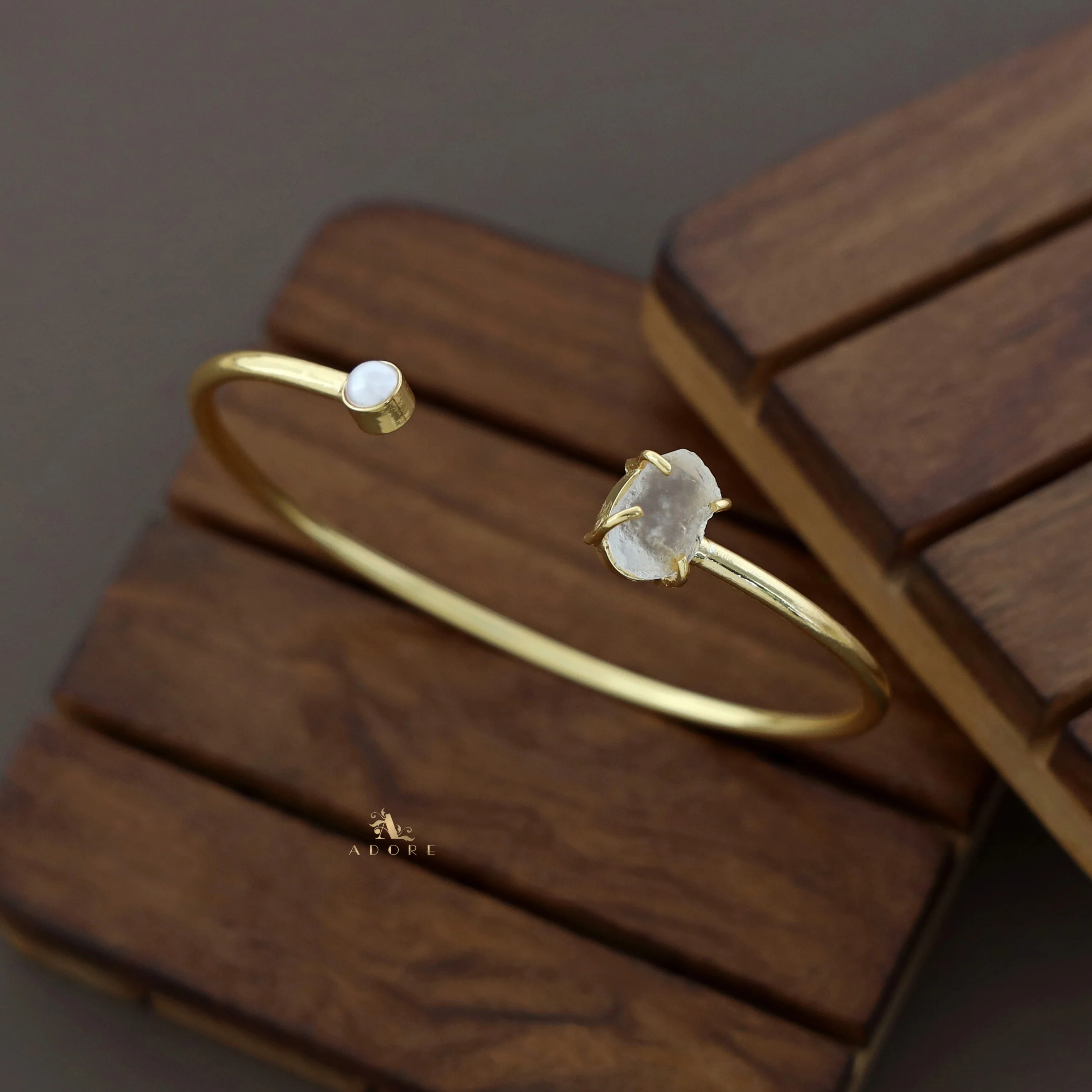 Alicia Raw Stone Pearl Bangle - Image 12