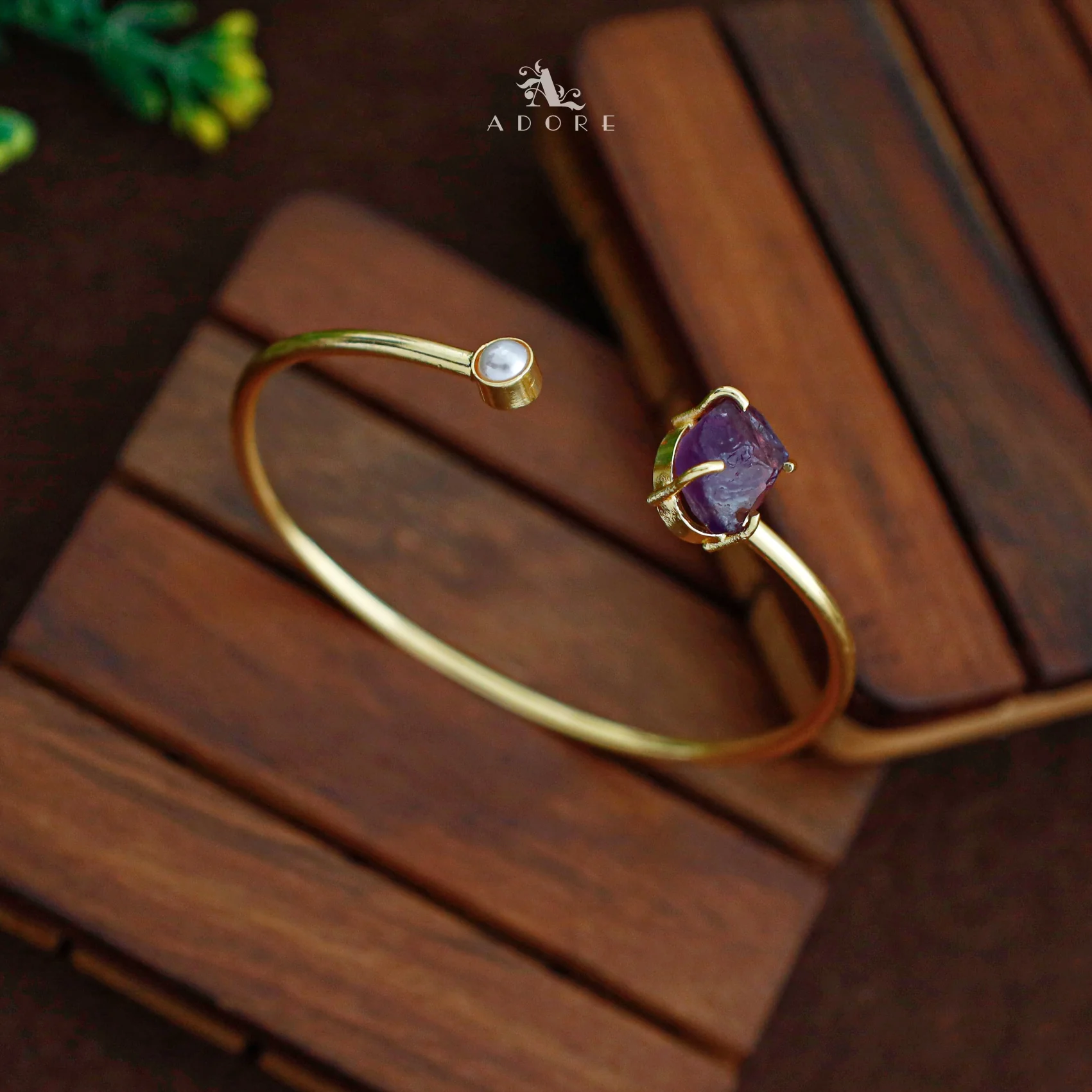 Alicia Raw Stone Pearl Bangle - Image 3