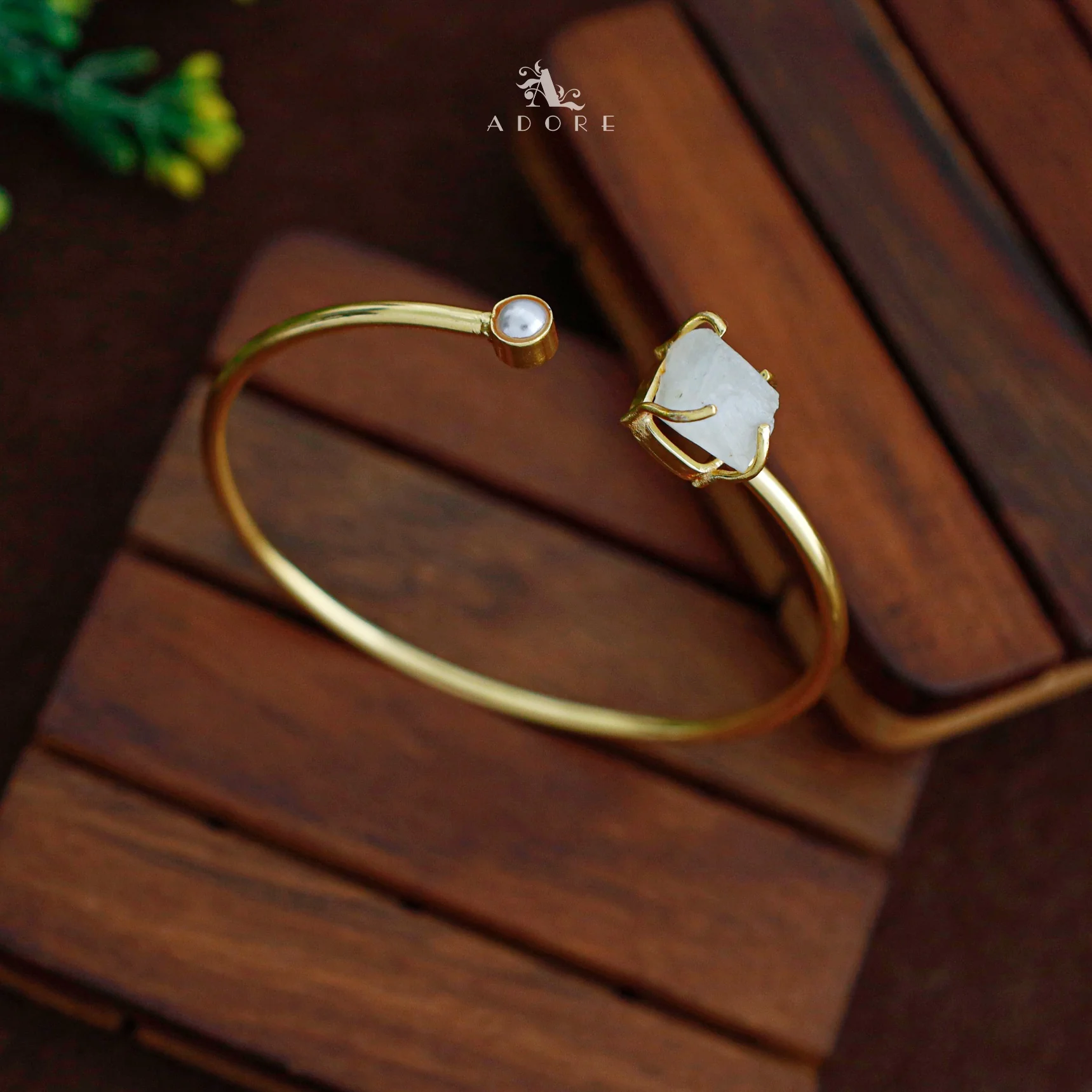Alicia Raw Stone Pearl Bangle - Image 4