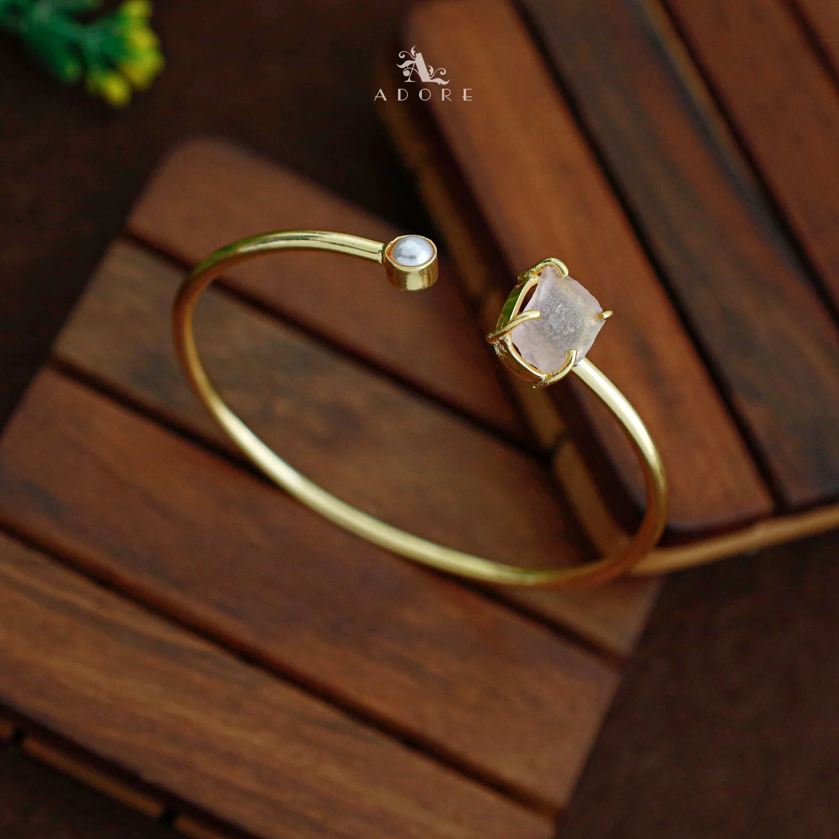Alicia Raw Stone Pearl Bangle - Image 8