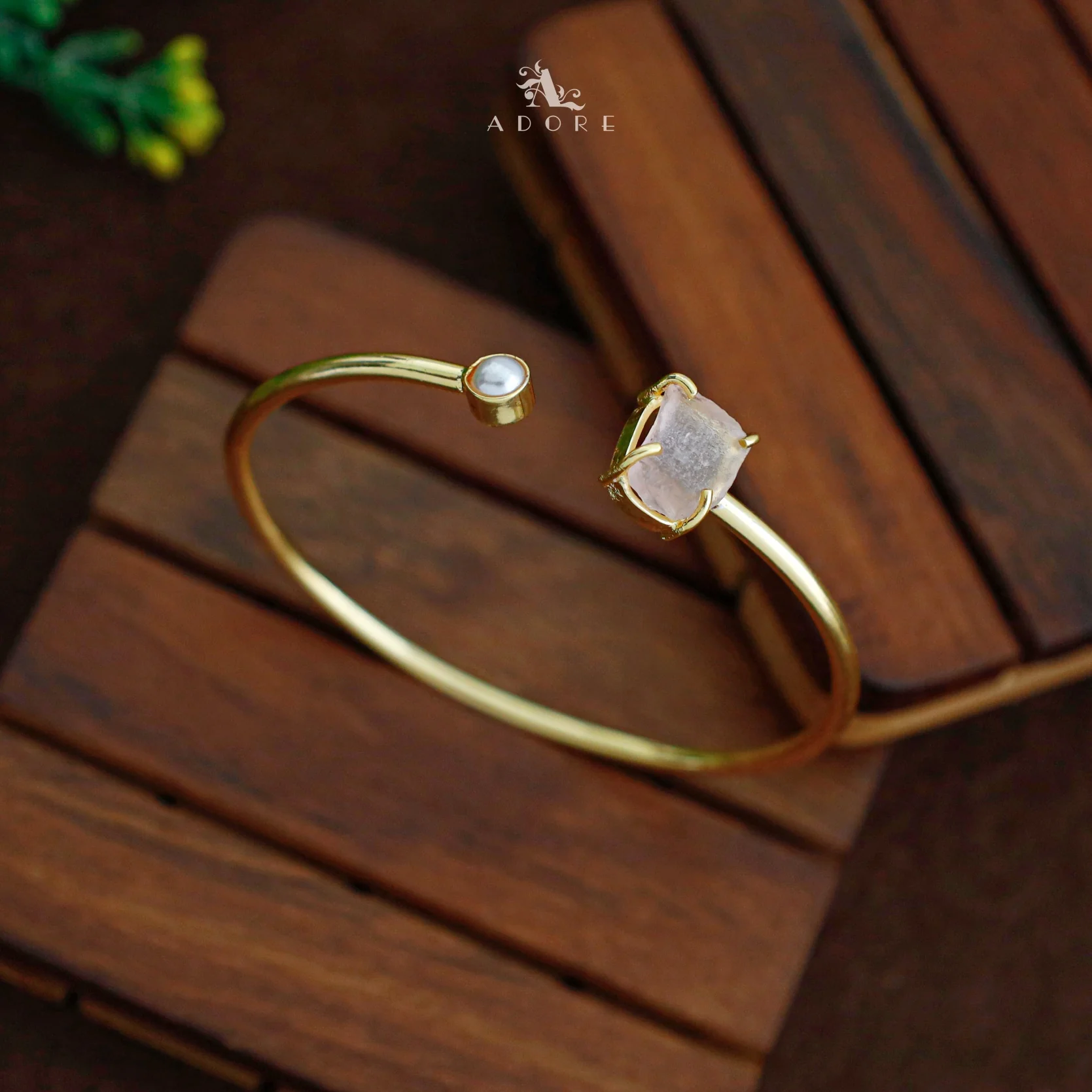 Alicia Raw Stone Pearl Bangle - Image 9