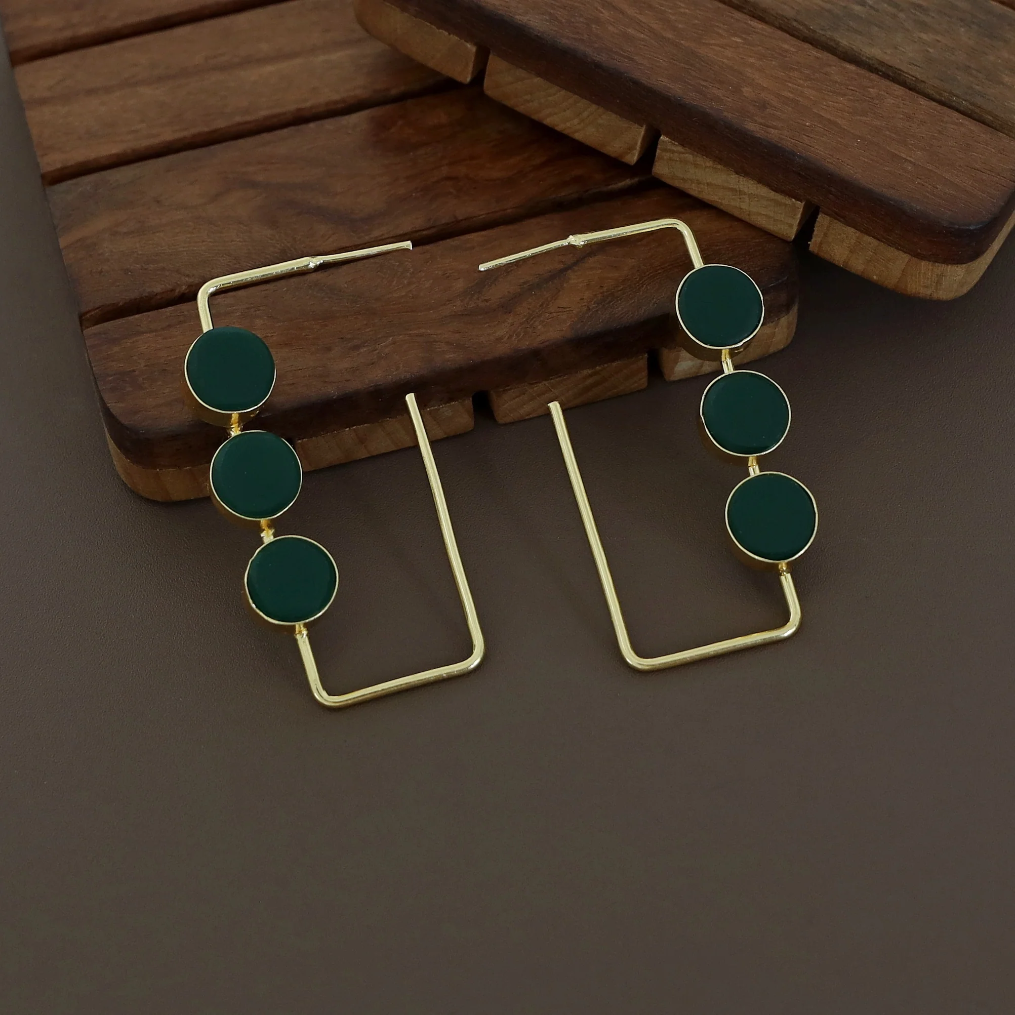 Alma Tri Raw Stone Rectangle Earring - Image 11
