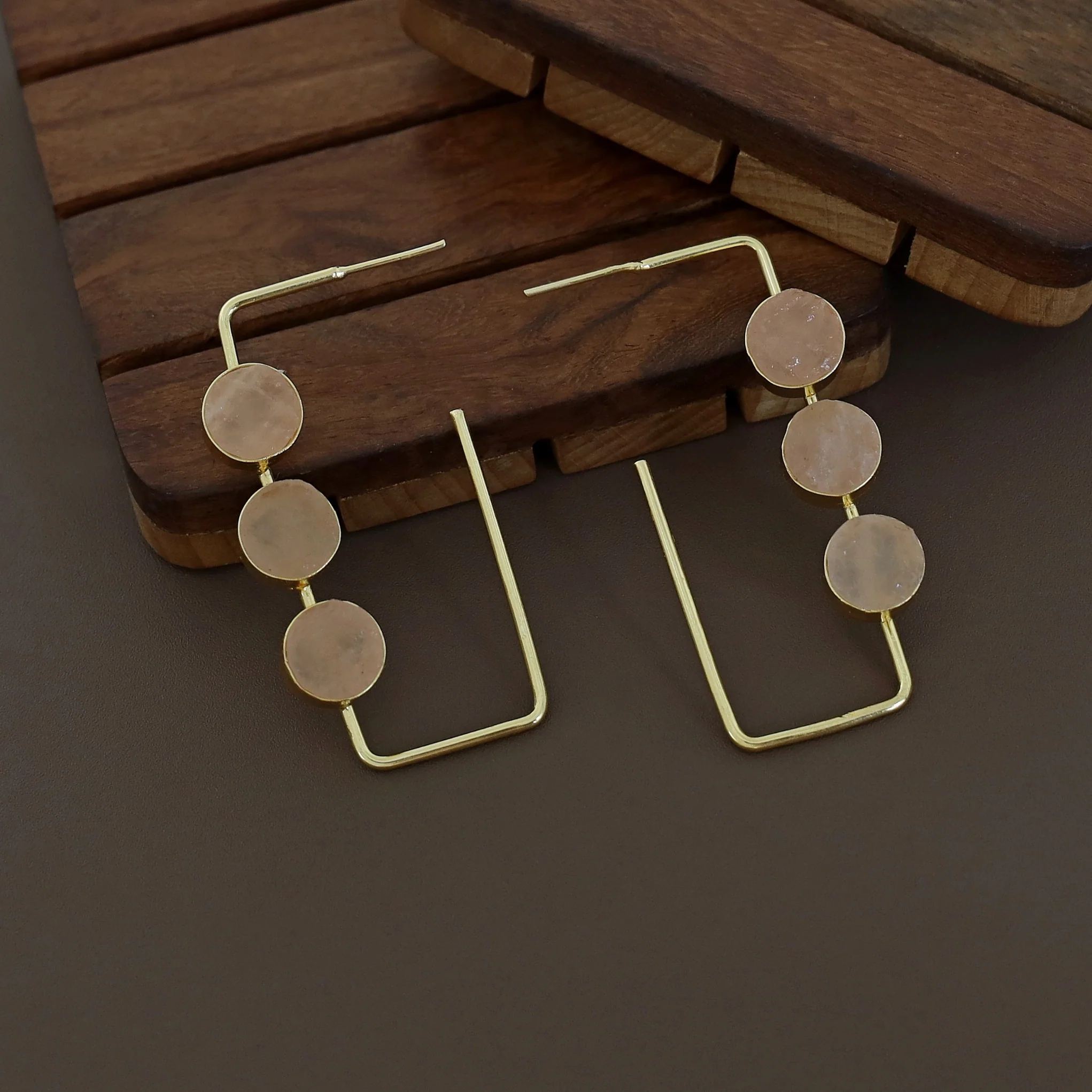 Alma Tri Raw Stone Rectangle Earring - Image 12