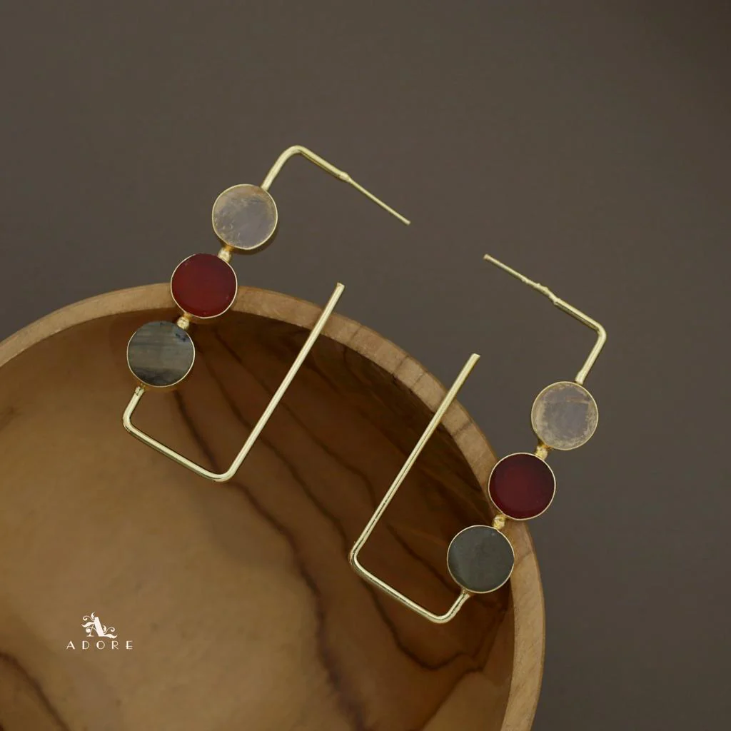 Alma Tri Raw Stone Rectangle Earring - Image 16