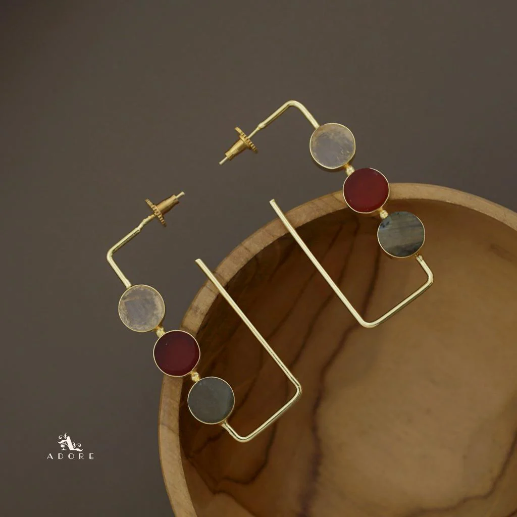 Alma Tri Raw Stone Rectangle Earring - Image 17