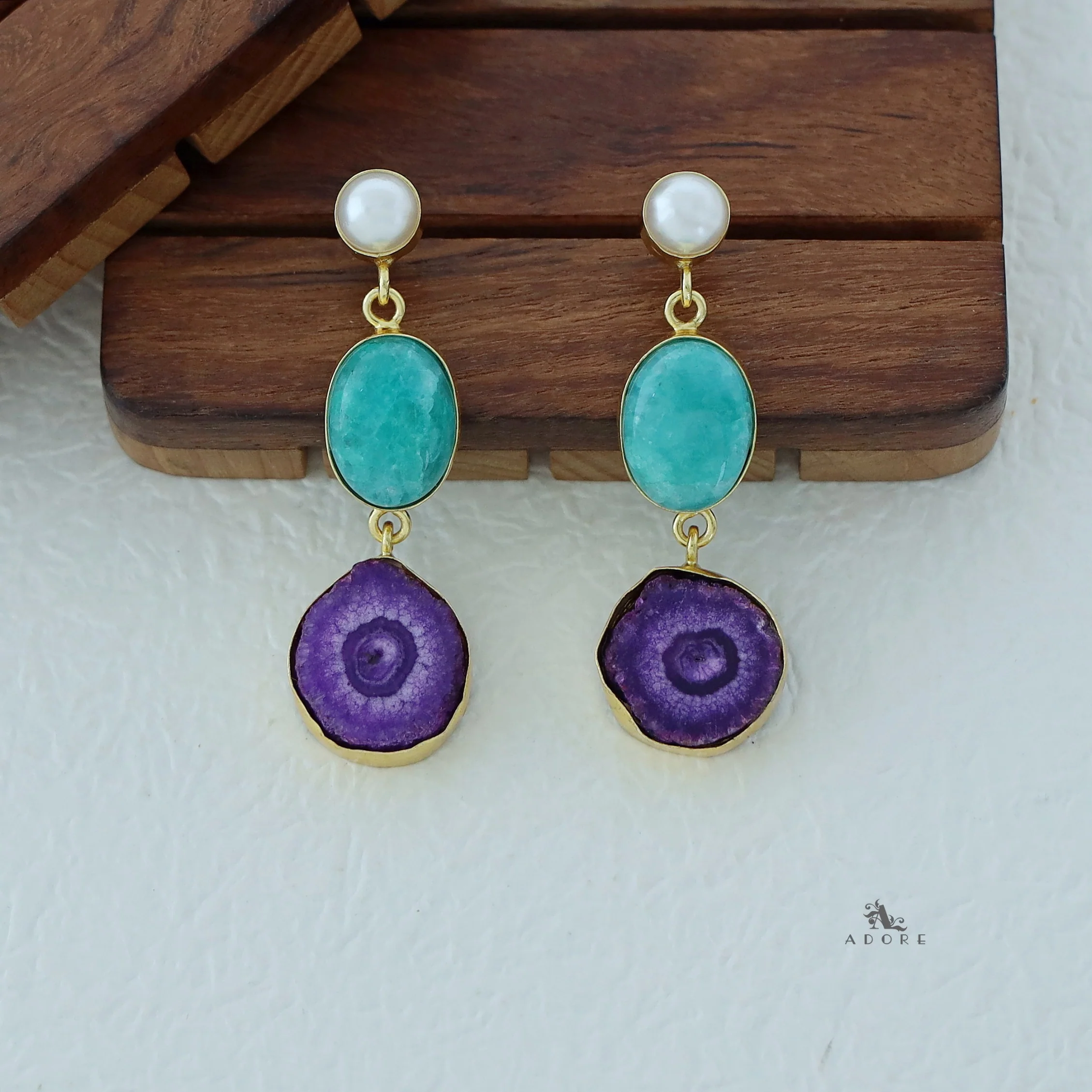 Alyn Pearl Solar Agate Earring - Image 25