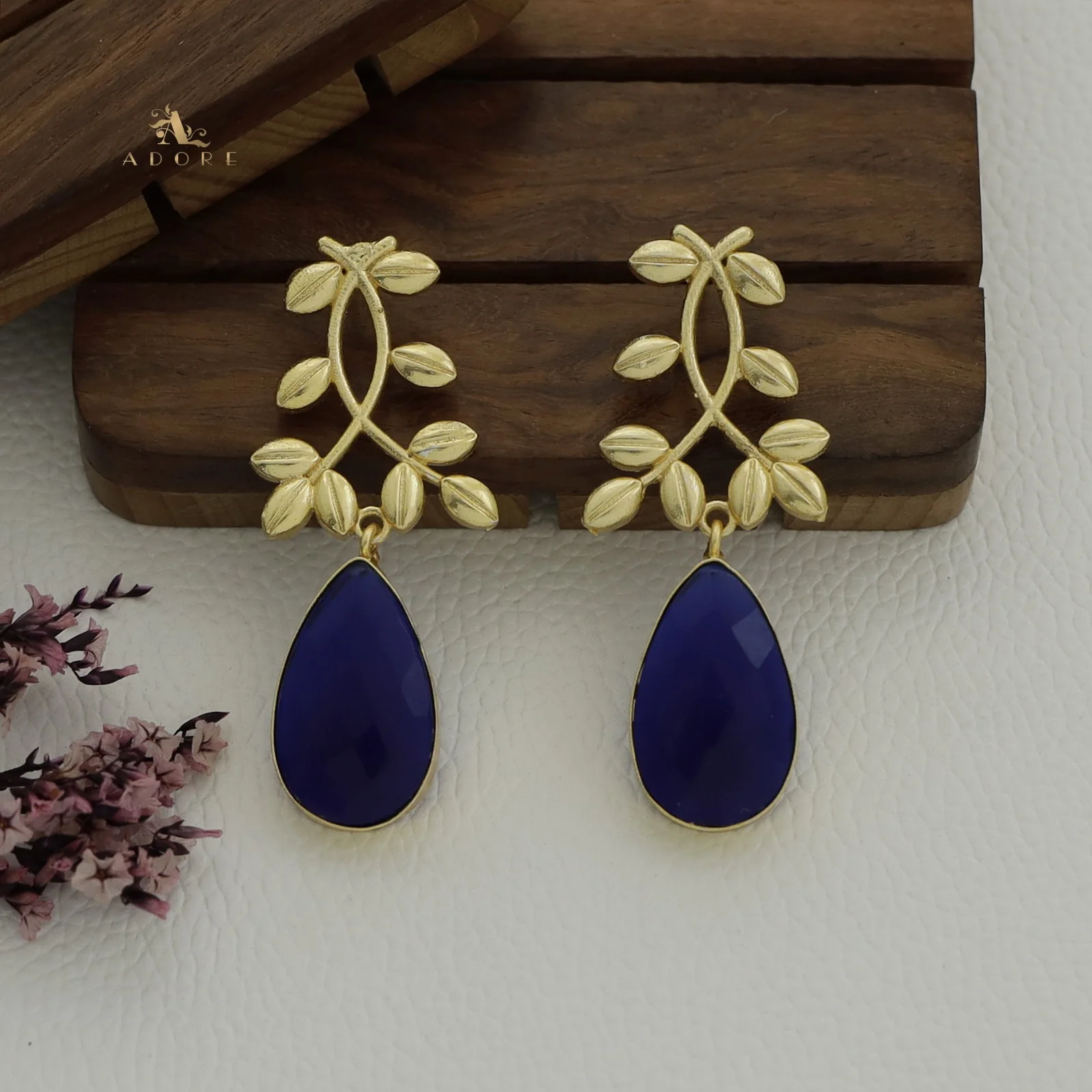 Alyssa Flower Leaf Earrings - Image 10