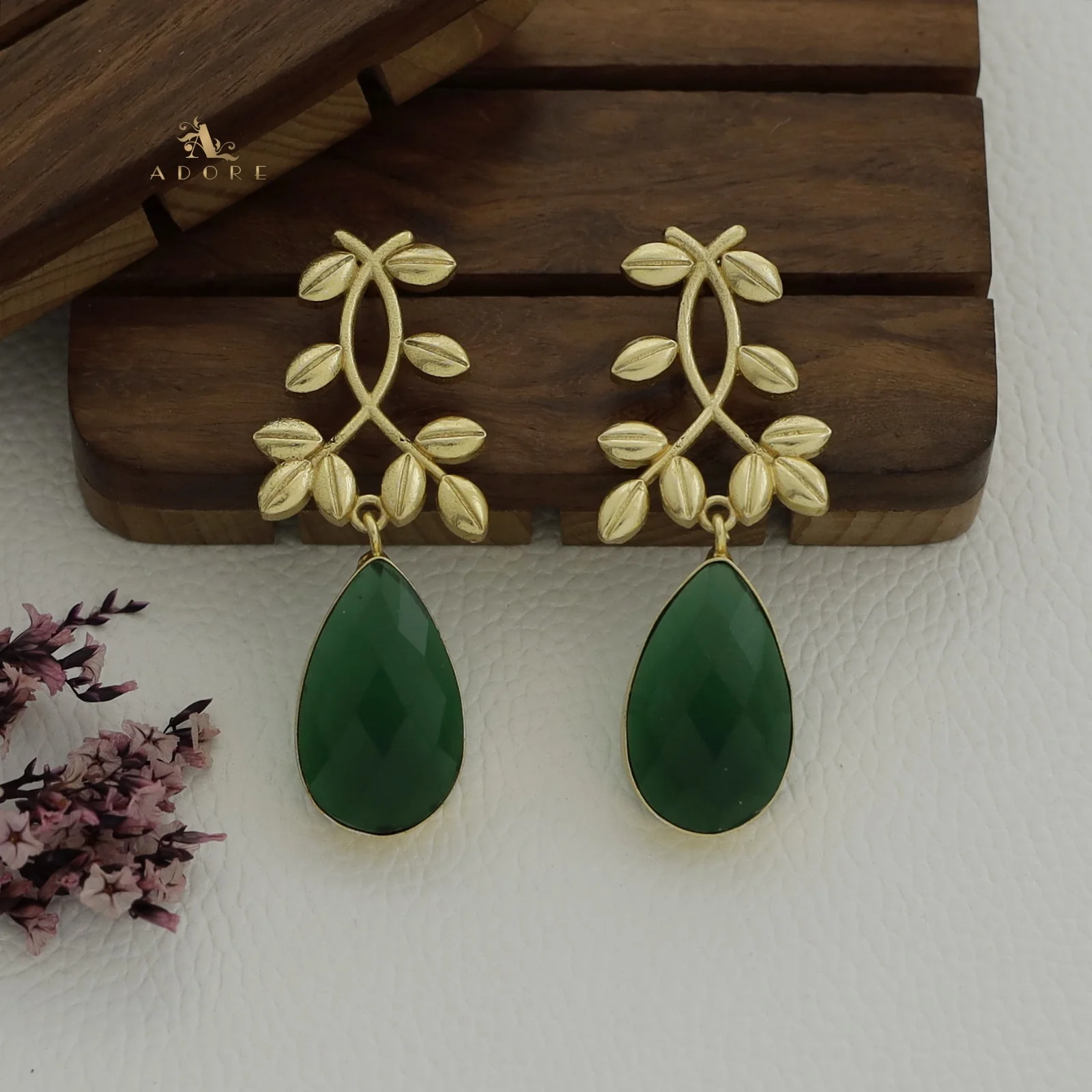 Alyssa Flower Leaf Earrings - Image 11
