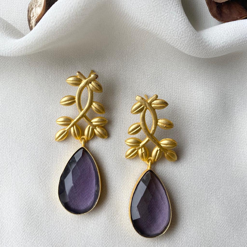 Alyssa Flower Leaf Earrings - Image 3