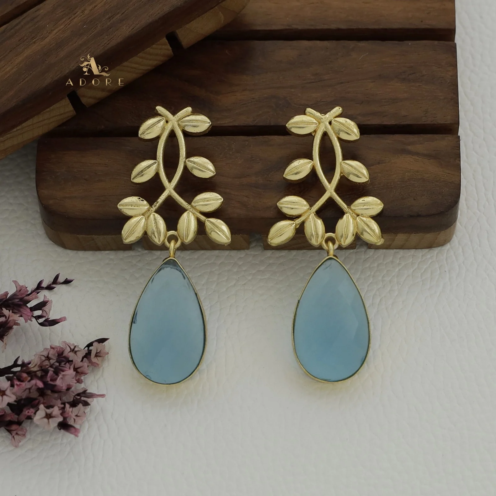 Alyssa Flower Leaf Earrings - Image 4