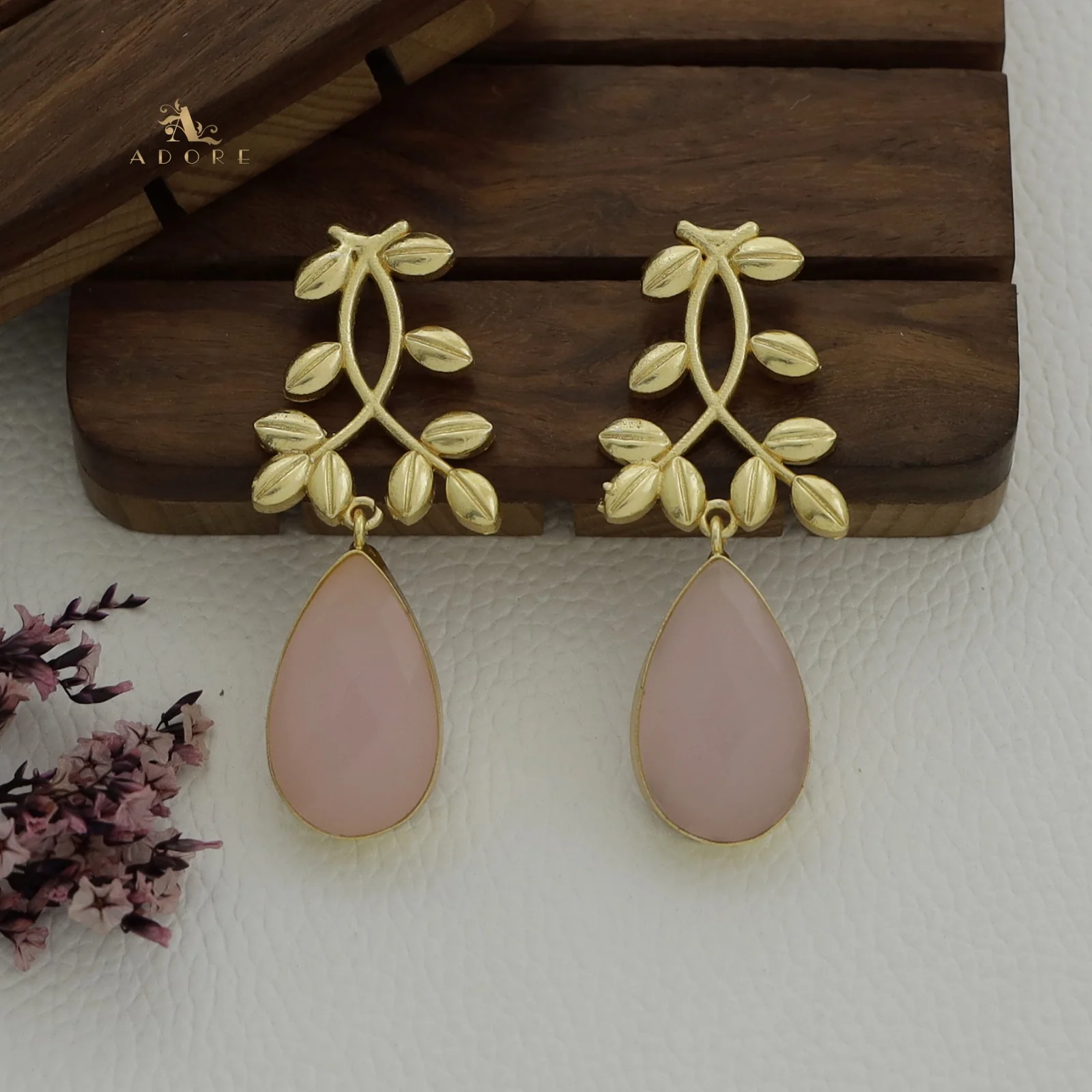 Alyssa Flower Leaf Earrings - Image 5