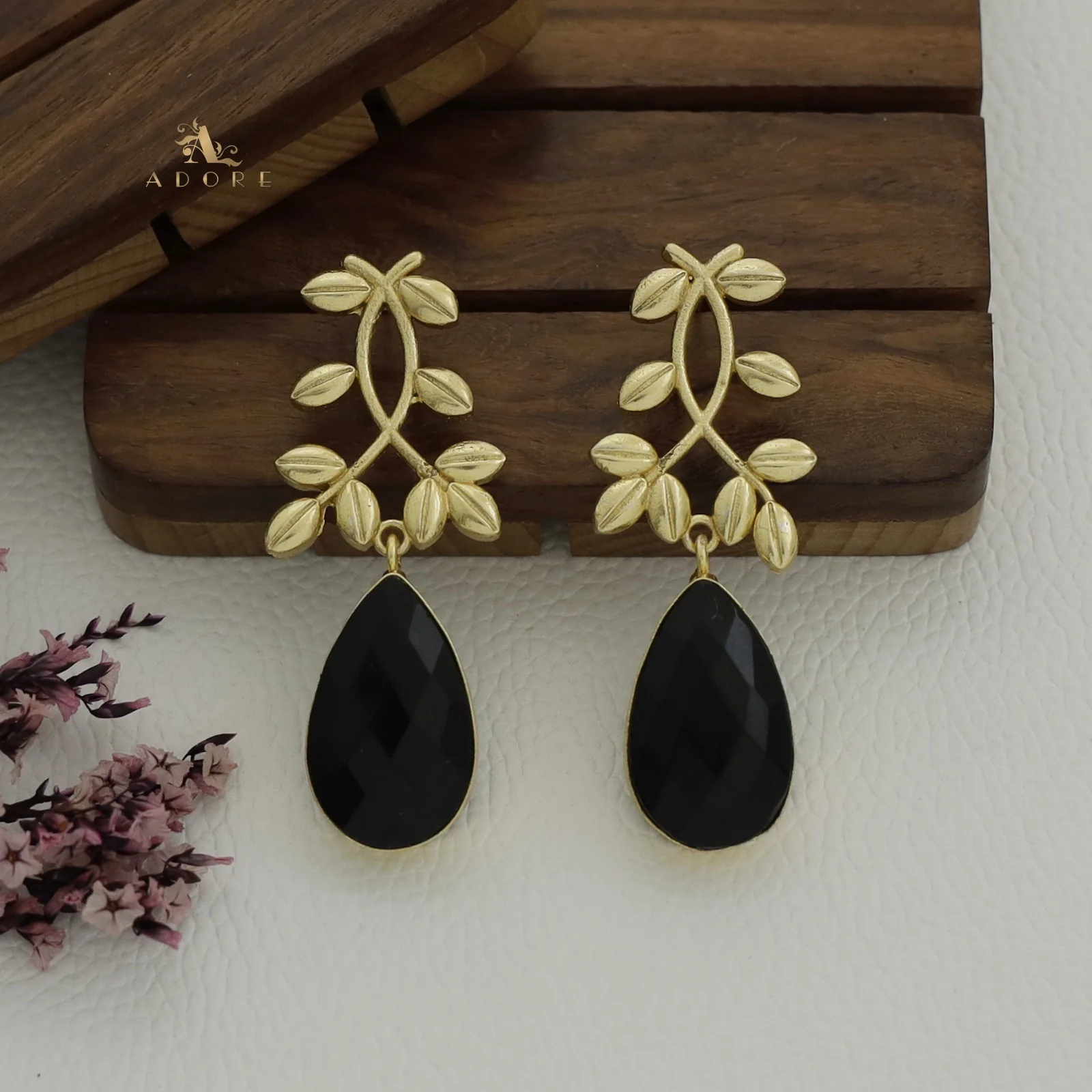 Alyssa Flower Leaf Earrings - Image 7