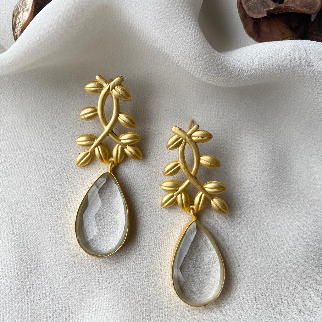 Alyssa Flower Leaf Earrings - Image 8