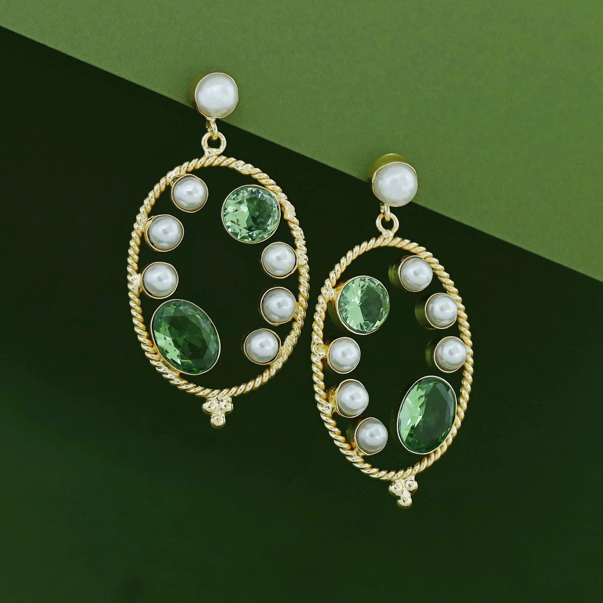 Amani Golden Twisted Dual Glossy Pearl Earring - Image 8