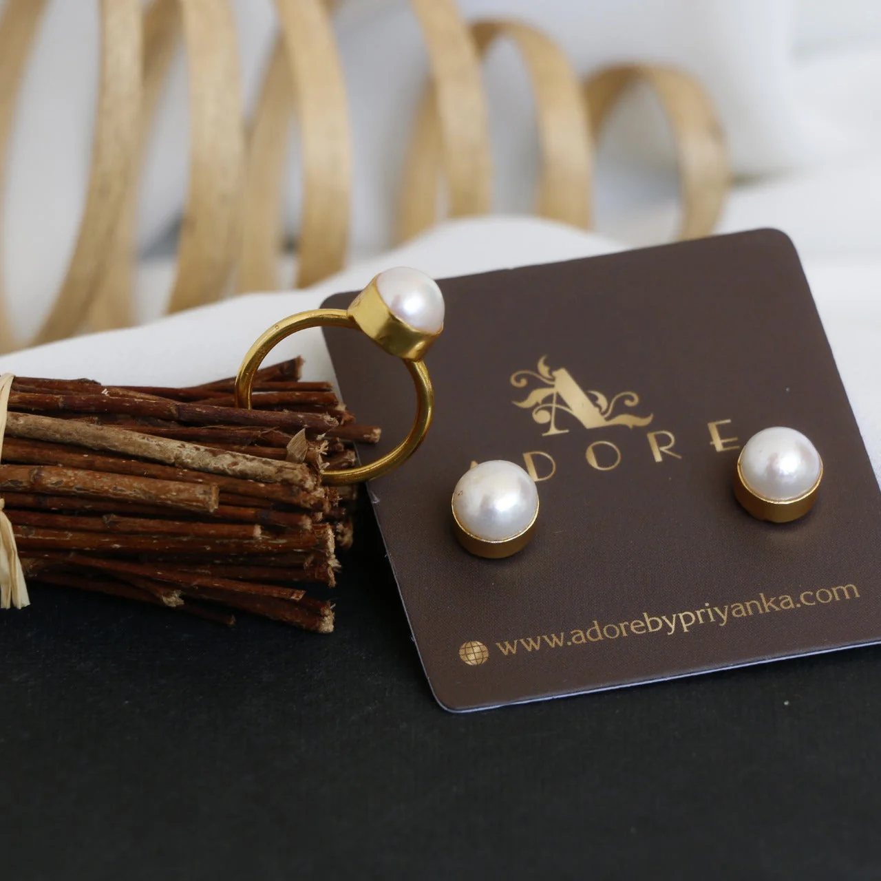 Amare Fresh Water Pearl Earring + Ring - Image 2