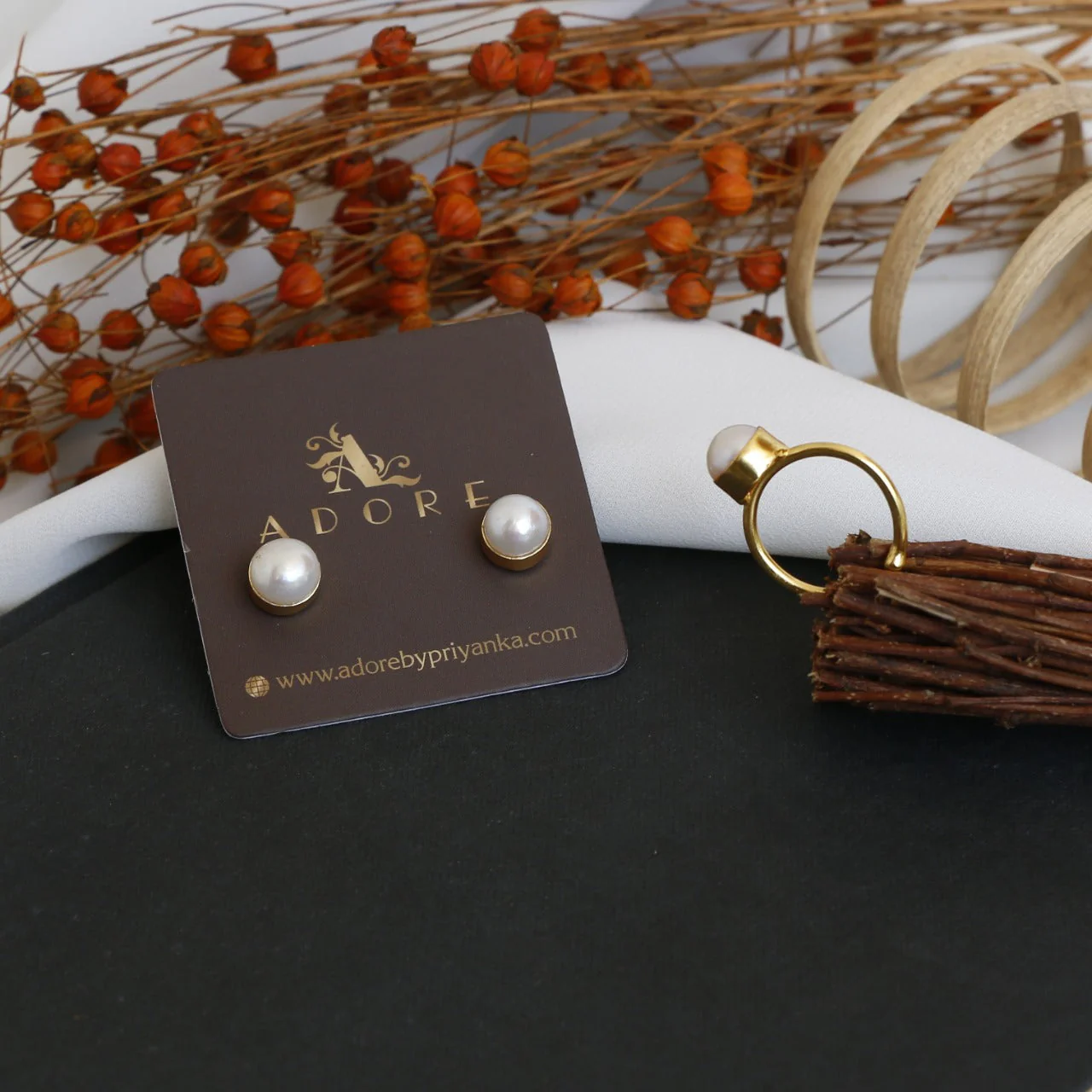 Amare Fresh Water Pearl Earring + Ring - Image 3