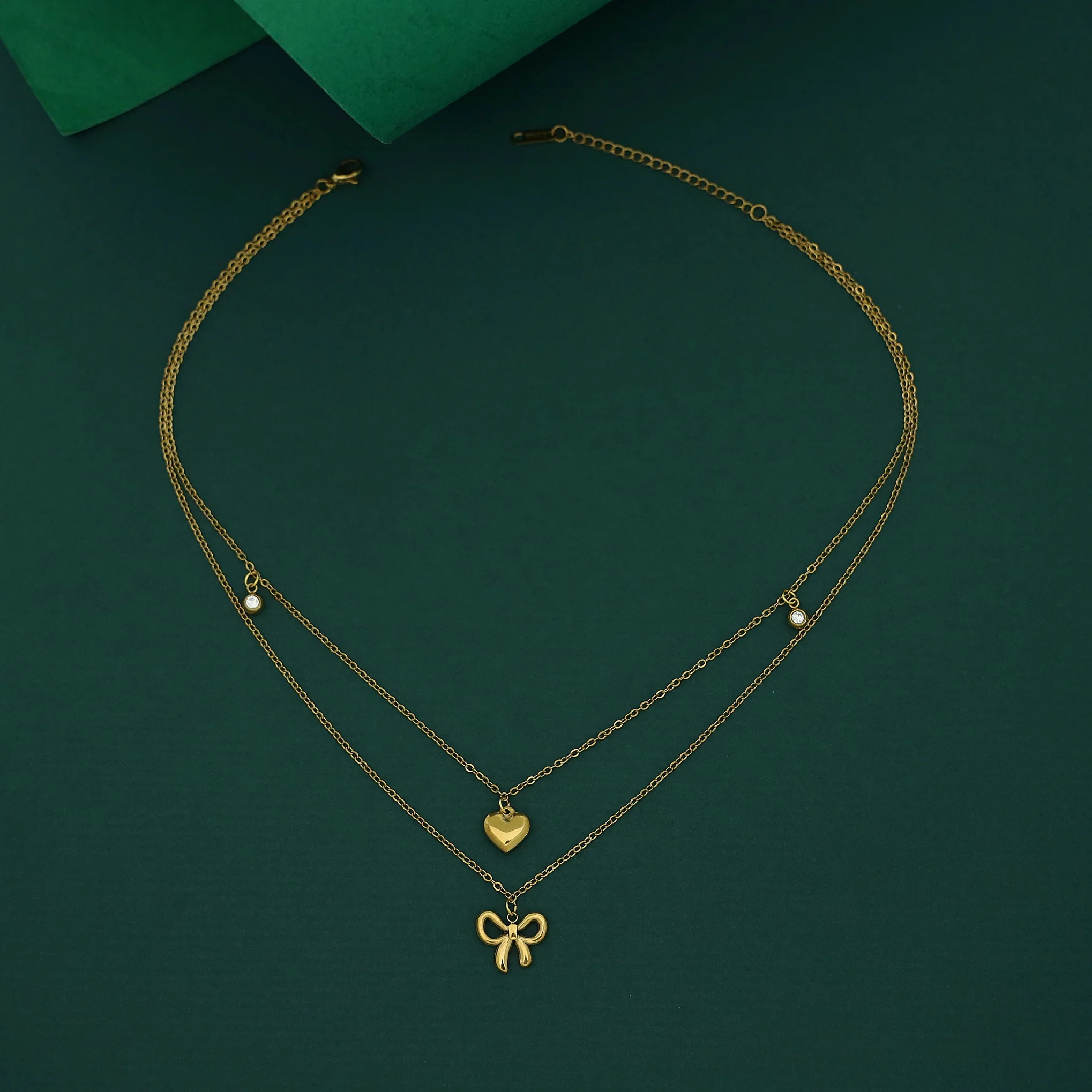 Amaya 2 Layer Heart & Bow Neckpiece - Image 4