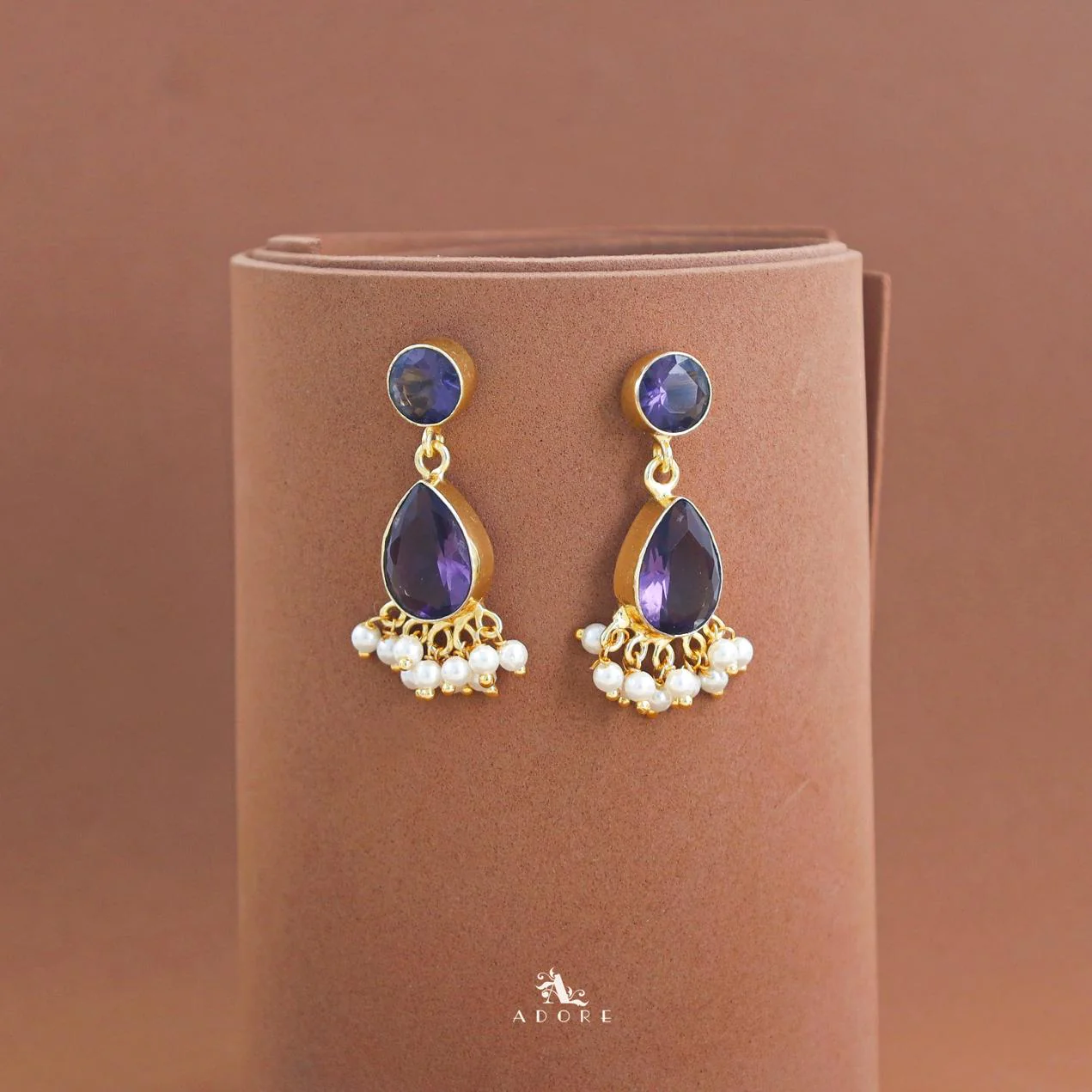 Amayra Gem Stone Rain Drop Earring - Image 12