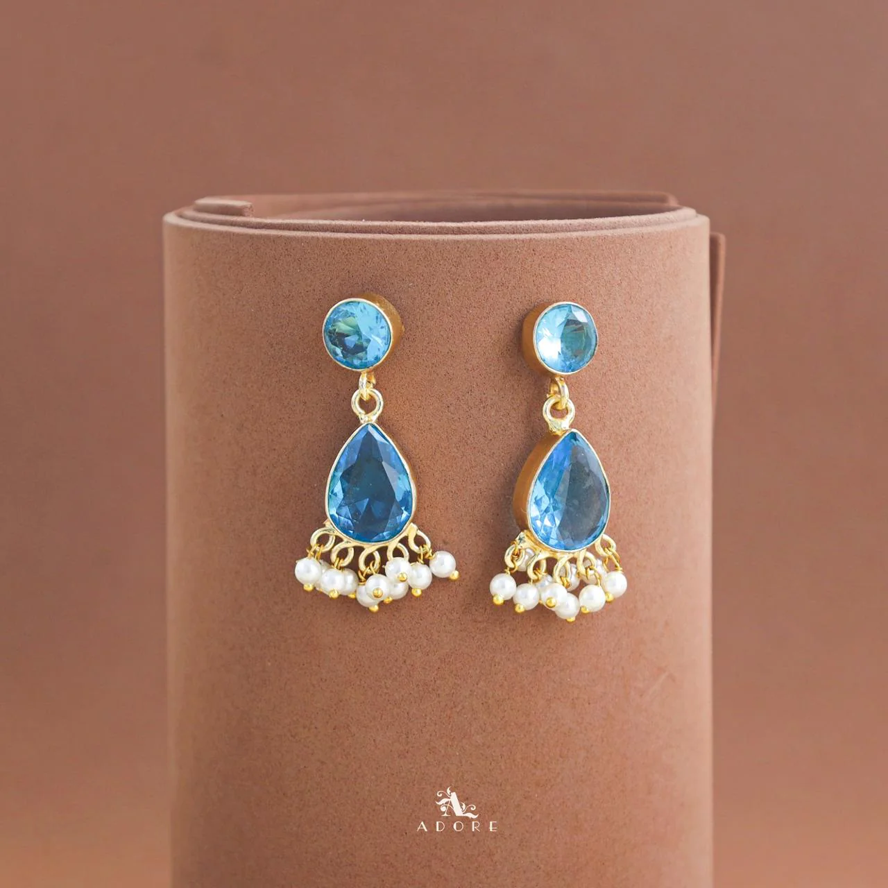 Amayra Gem Stone Rain Drop Earring - Image 2