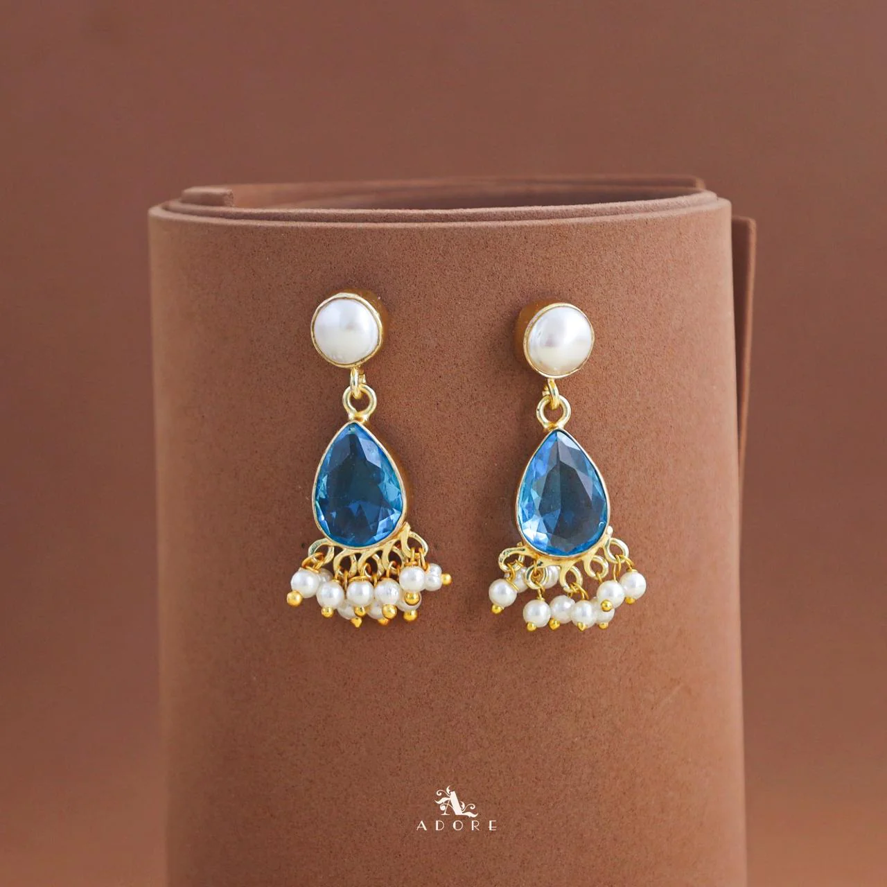 Amayra Gem Stone Rain Drop Earring - Image 3