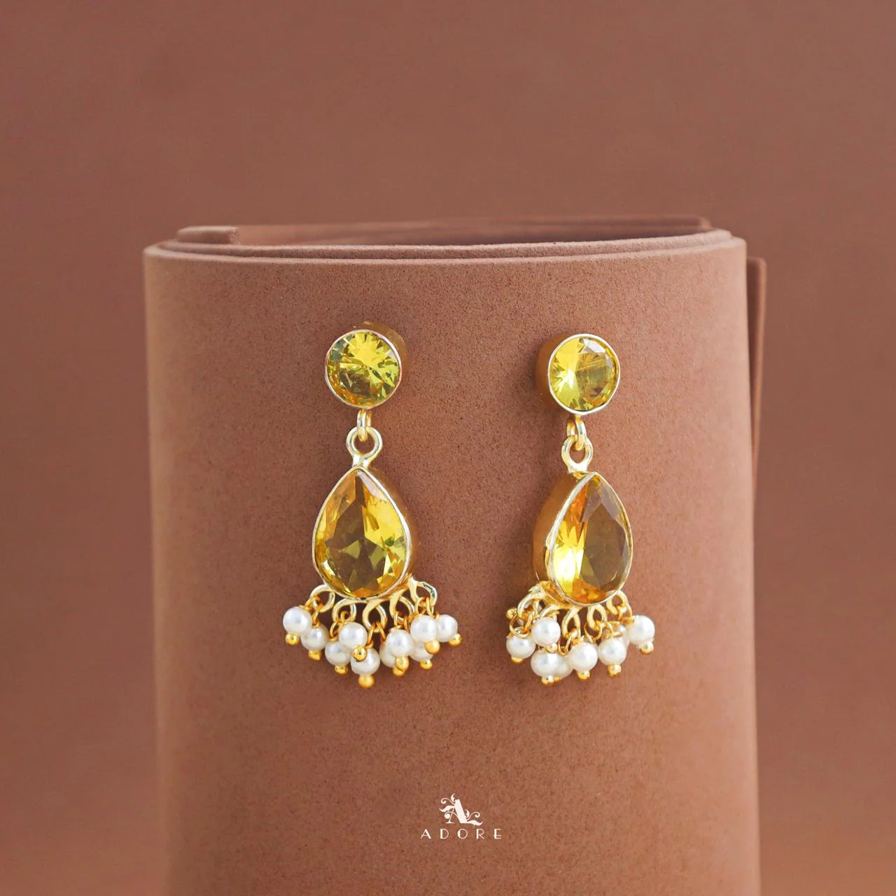 Amayra Gem Stone Rain Drop Earring - Image 4