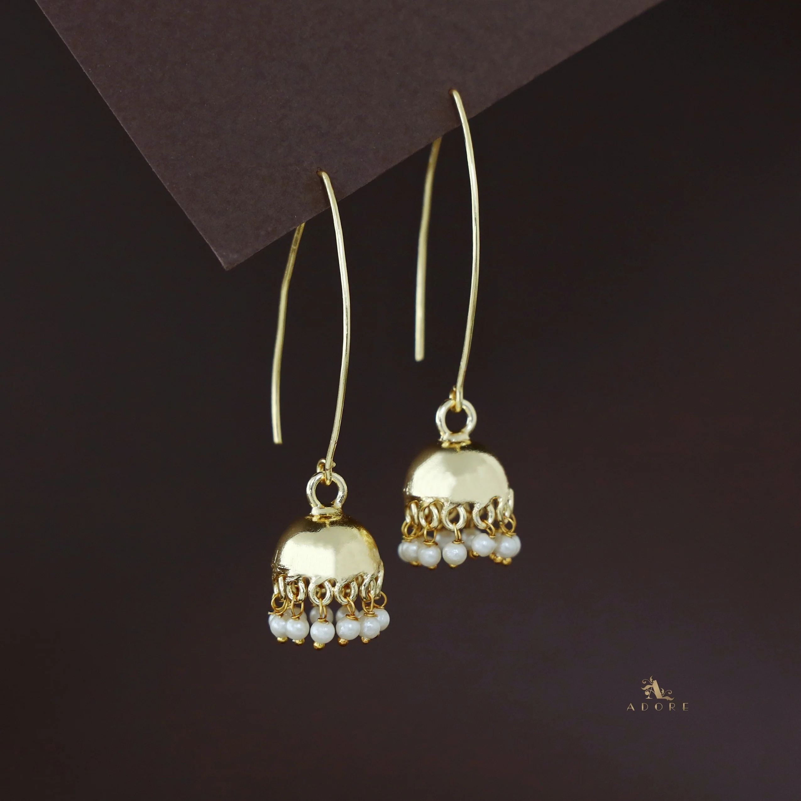 Amilia Concave Golden Pearl Jhumka - Image 2