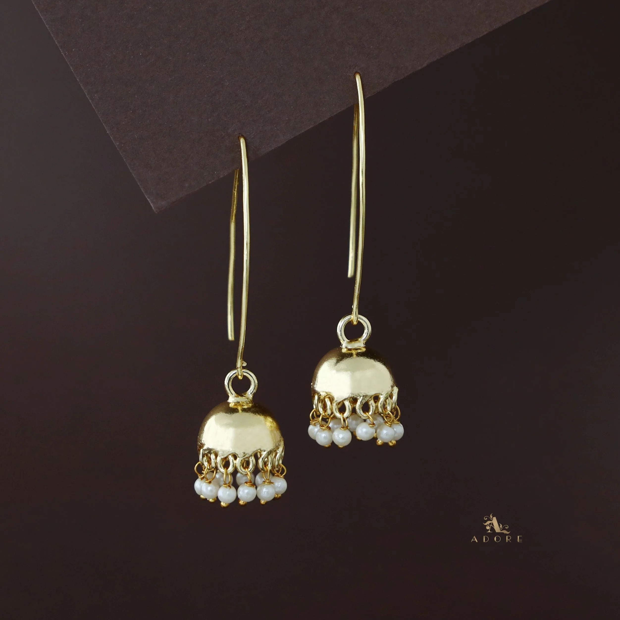 Amilia Concave Golden Pearl Jhumka - Image 3