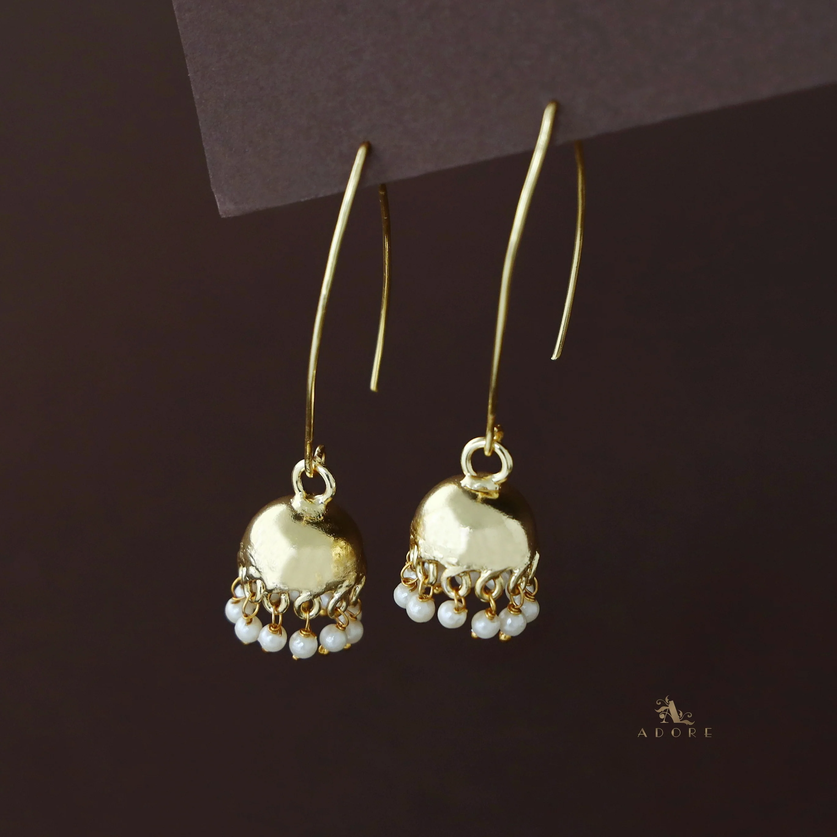 Amilia Concave Golden Pearl Jhumka - Image 4