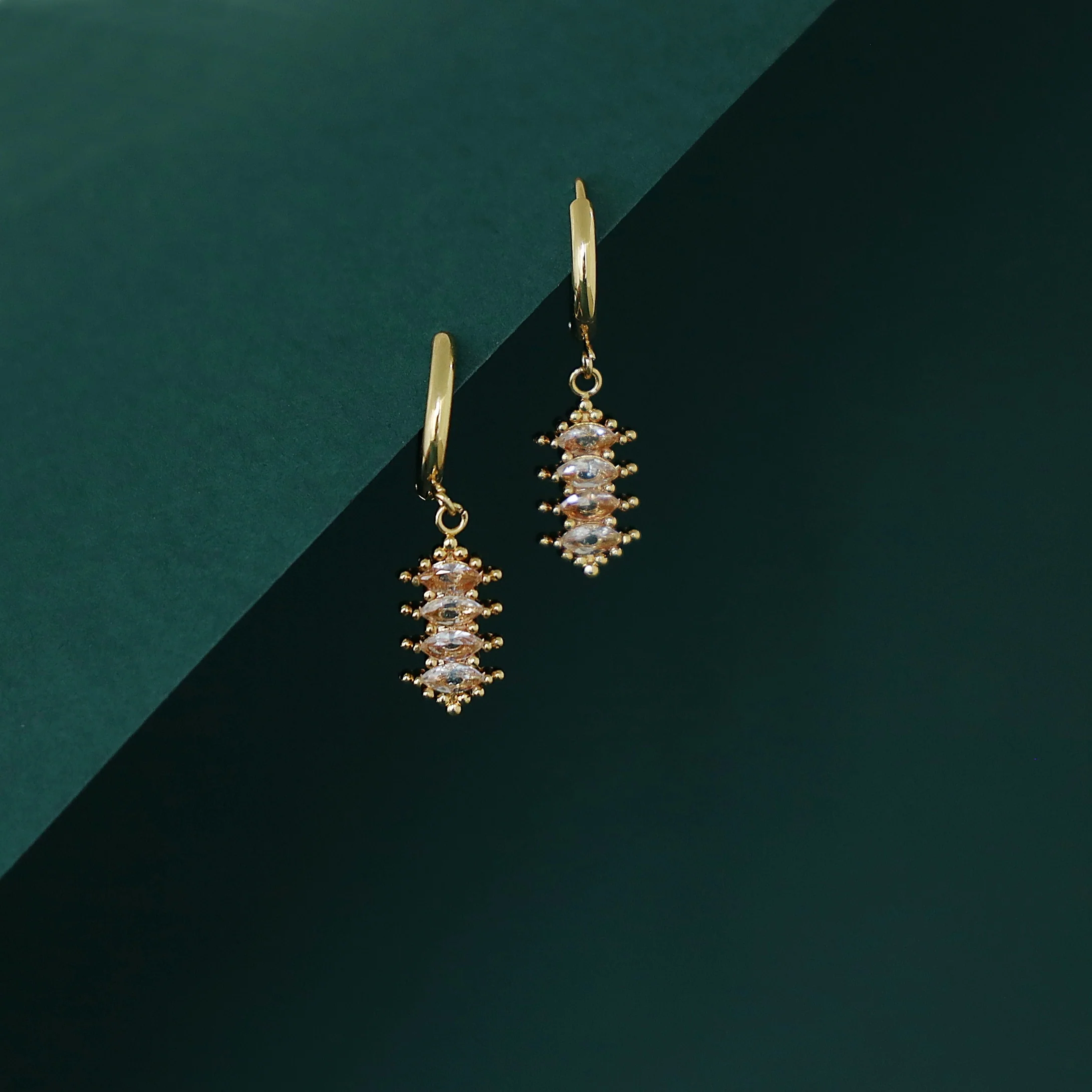 Amira Mini Hoop Tetra Claw Stone Earring - Image 2