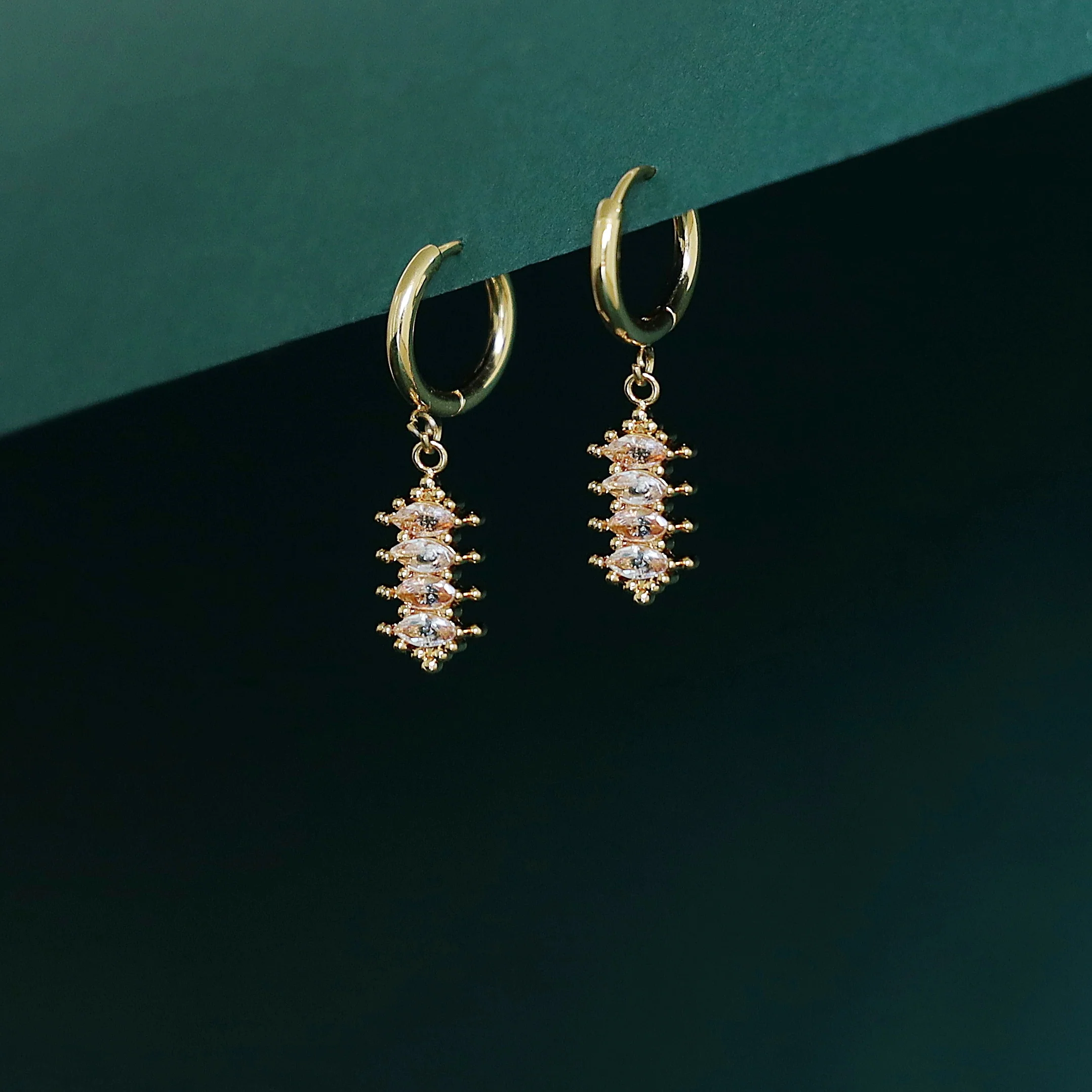 Amira Mini Hoop Tetra Claw Stone Earring - Image 3