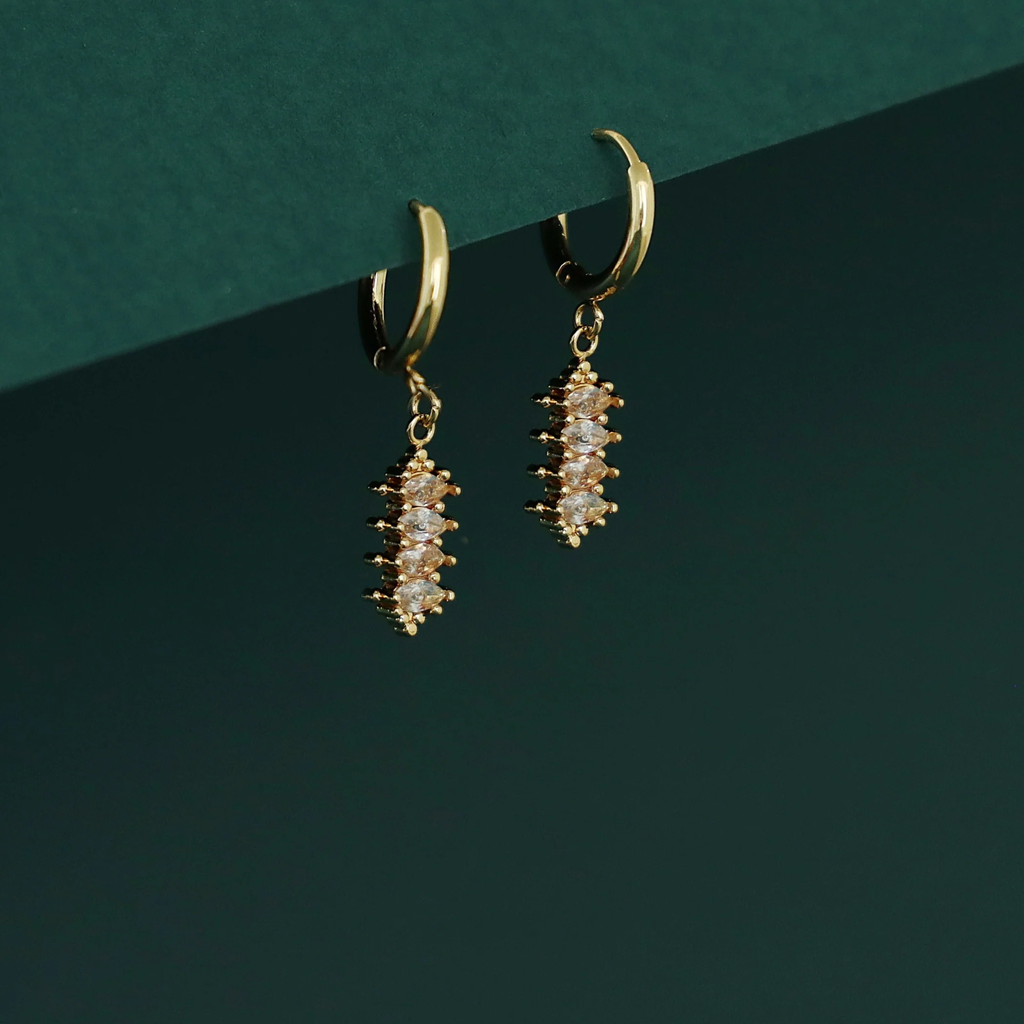 Amira Mini Hoop Tetra Claw Stone Earring - Image 4