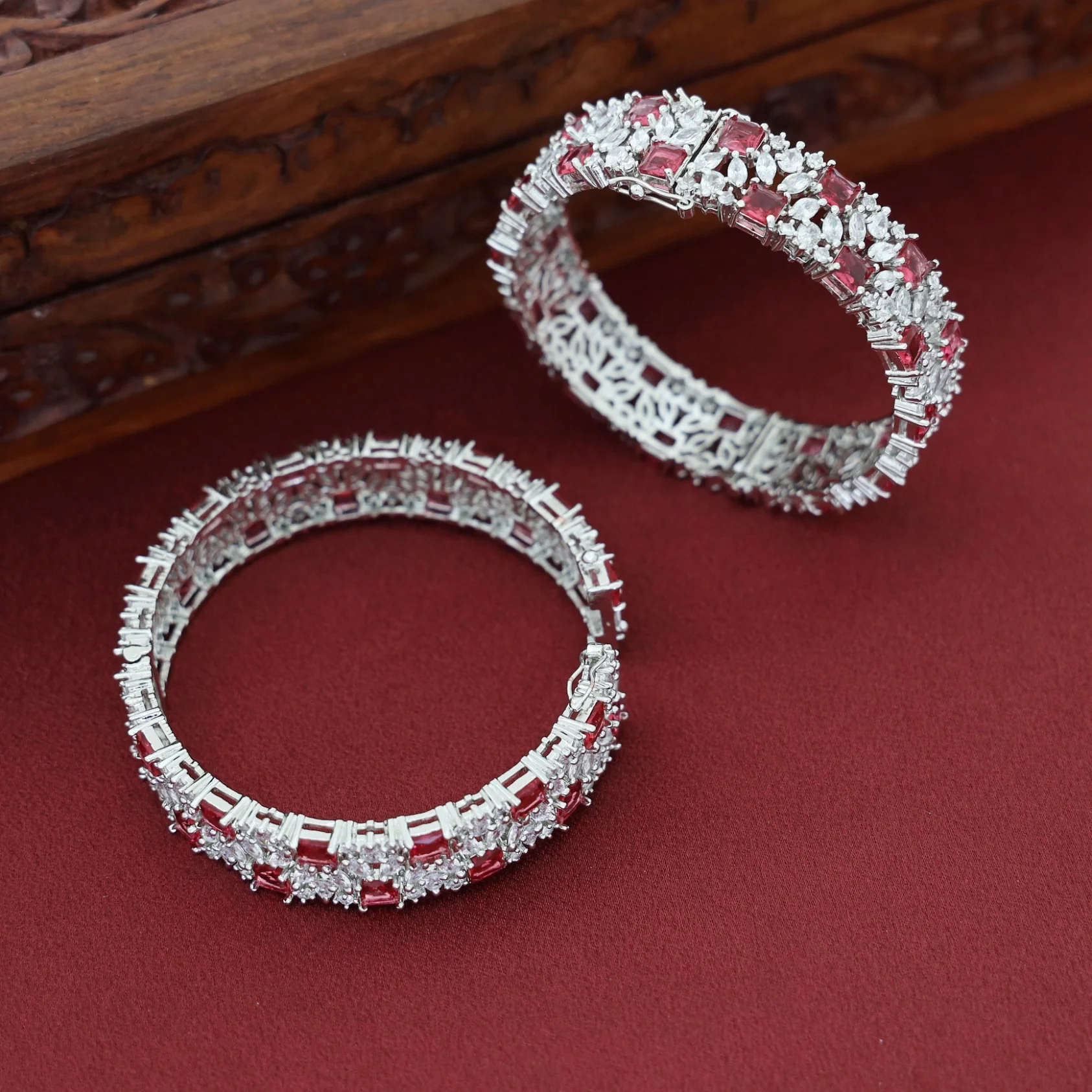 Premium Amone Mini Square AD Stone Bangle ( Set Of 2 ) - Image 3