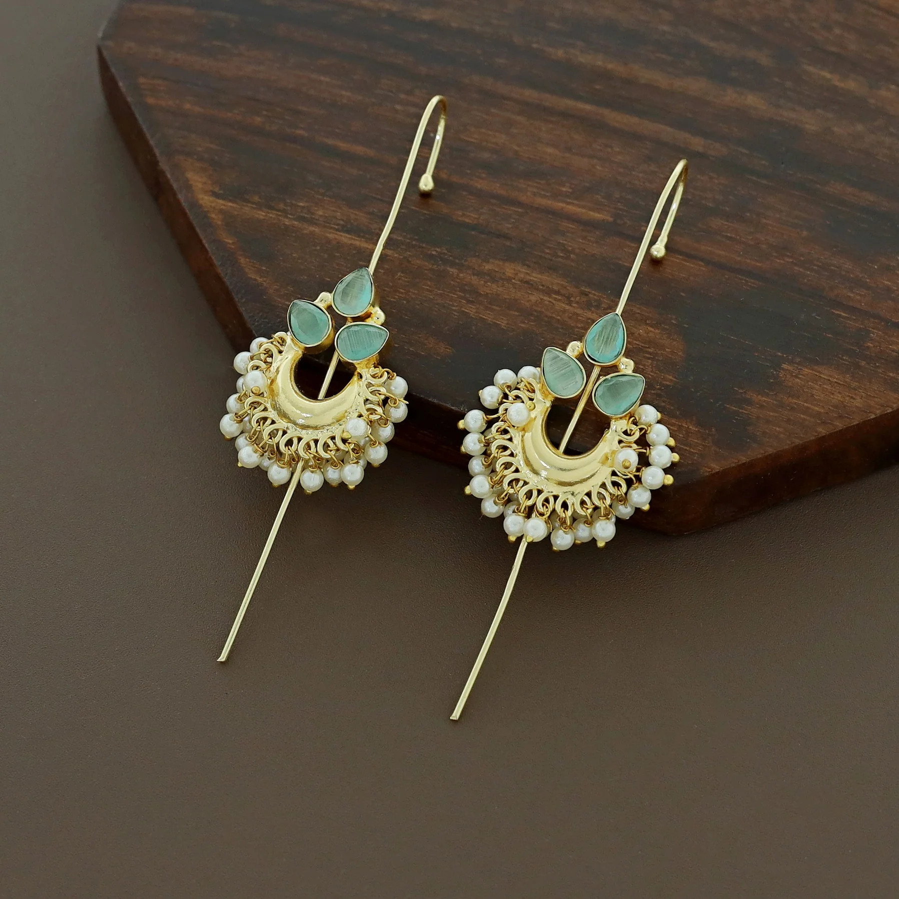 Ananya Golden Moon And Glossy Pearl Ear-Cuff - Image 10