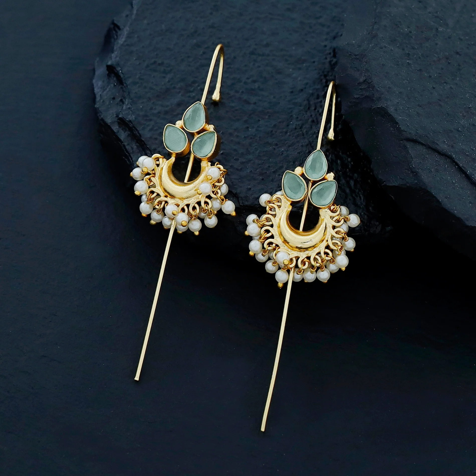 Ananya Golden Moon And Glossy Pearl Ear-Cuff - Image 11
