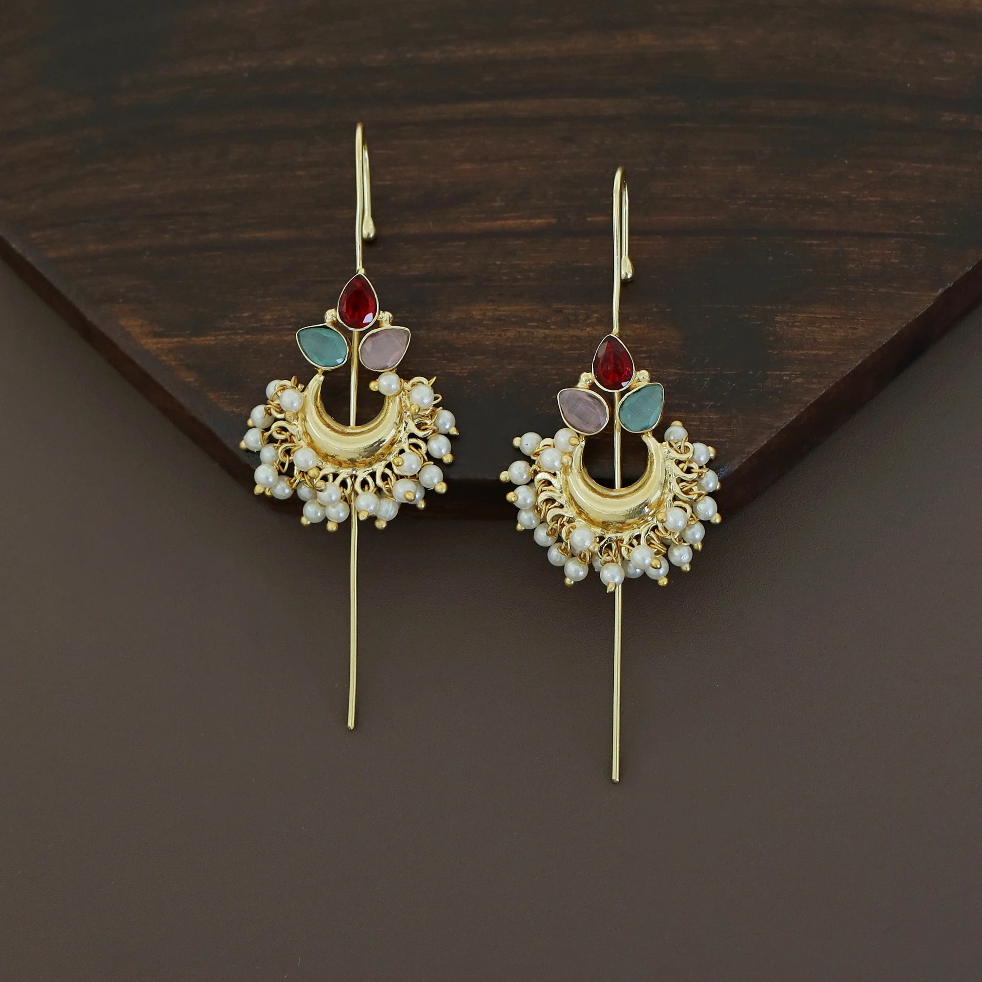 Ananya Golden Moon And Glossy Pearl Ear-Cuff - Image 13