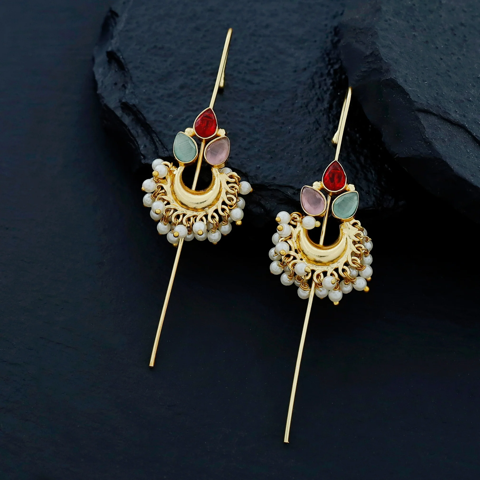 Ananya Golden Moon And Glossy Pearl Ear-Cuff - Image 14