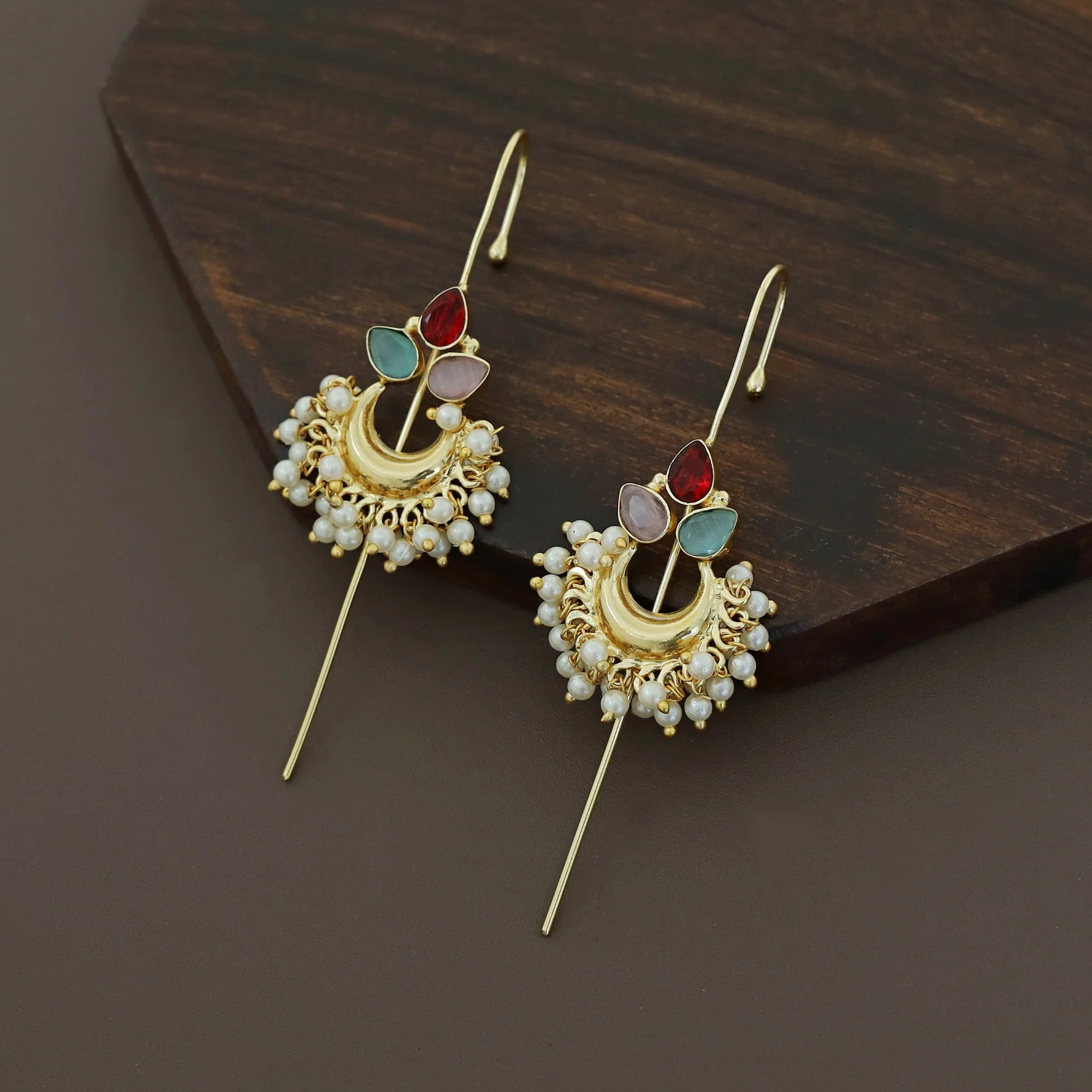 Ananya Golden Moon And Glossy Pearl Ear-Cuff - Image 15