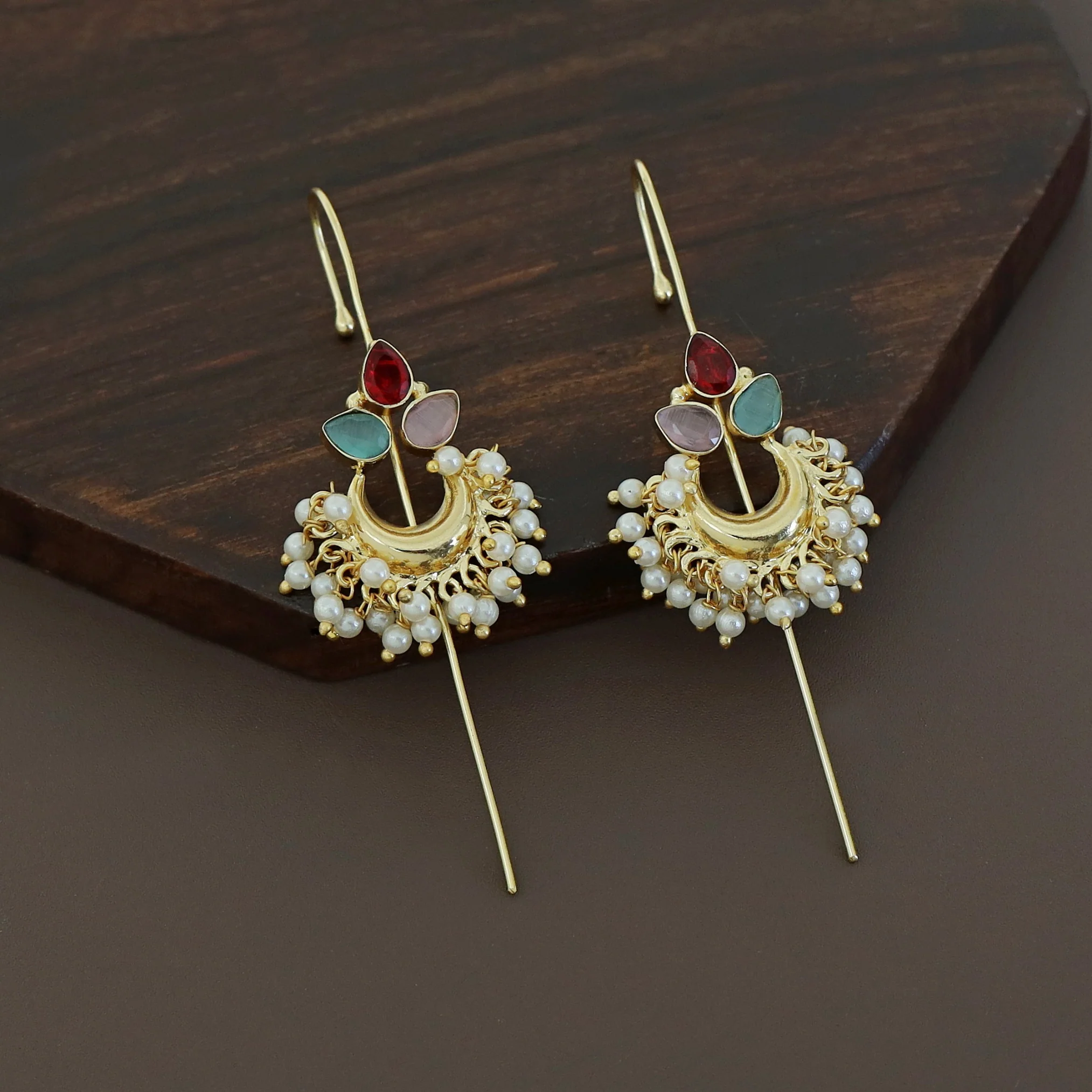 Ananya Golden Moon And Glossy Pearl Ear-Cuff - Image 16