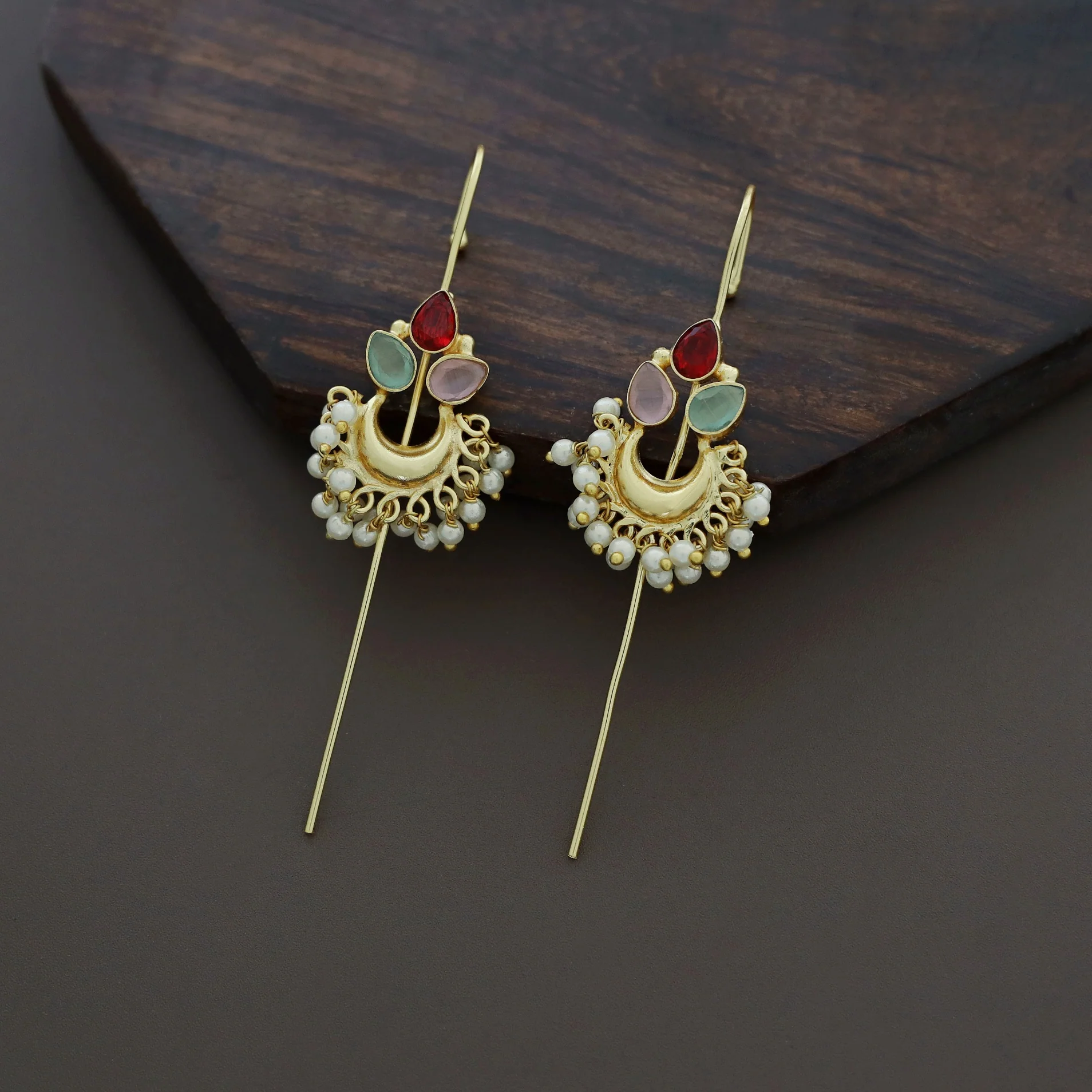 Ananya Golden Moon And Glossy Pearl Ear-Cuff - Image 2