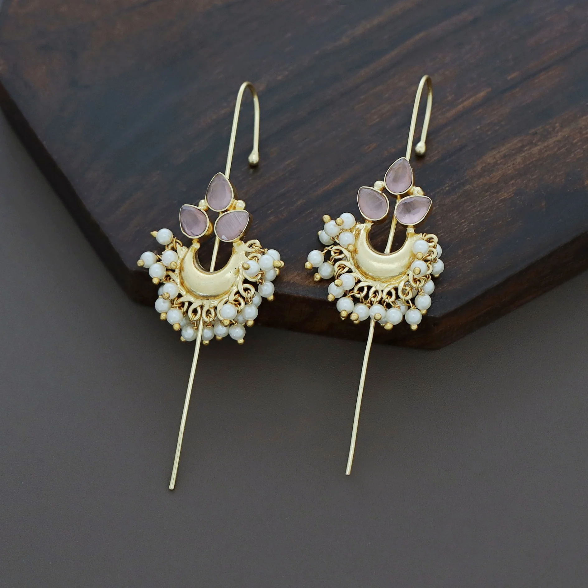 Ananya Golden Moon And Glossy Pearl Ear-Cuff - Image 3