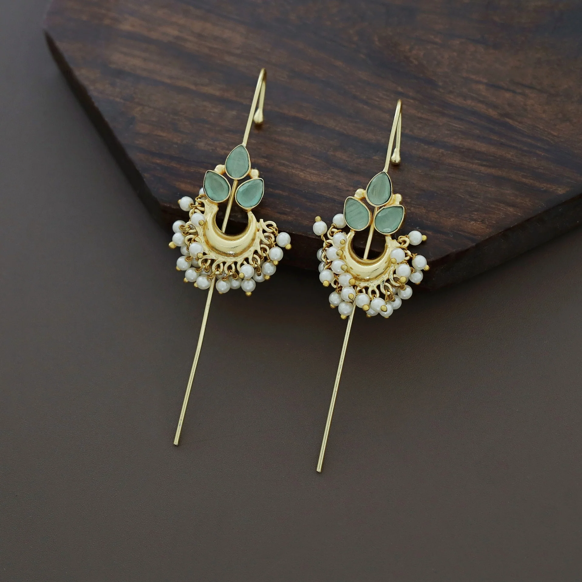 Ananya Golden Moon And Glossy Pearl Ear-Cuff - Image 4