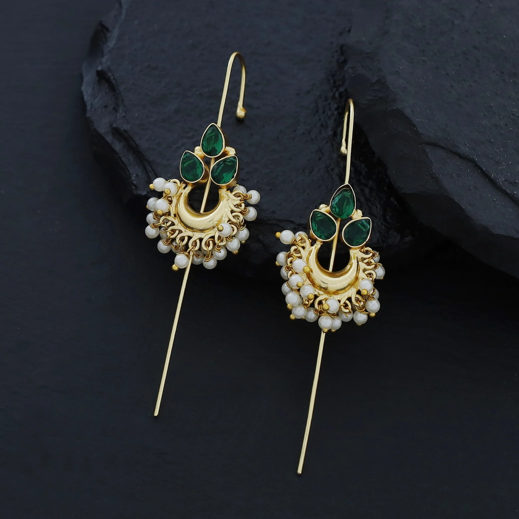 Ananya Golden Moon And Glossy Pearl Ear-Cuff - Image 5