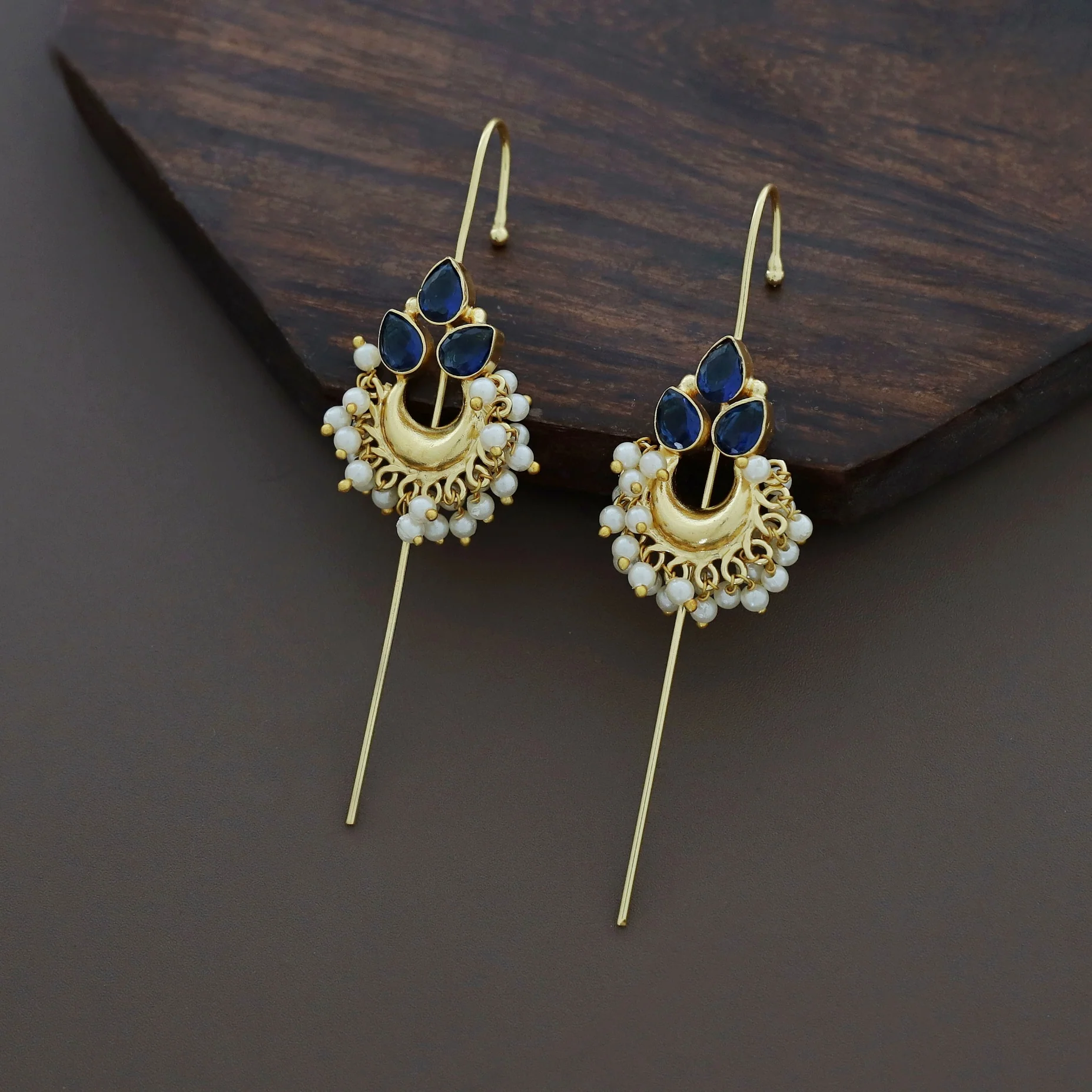 Ananya Golden Moon And Glossy Pearl Ear-Cuff - Image 6