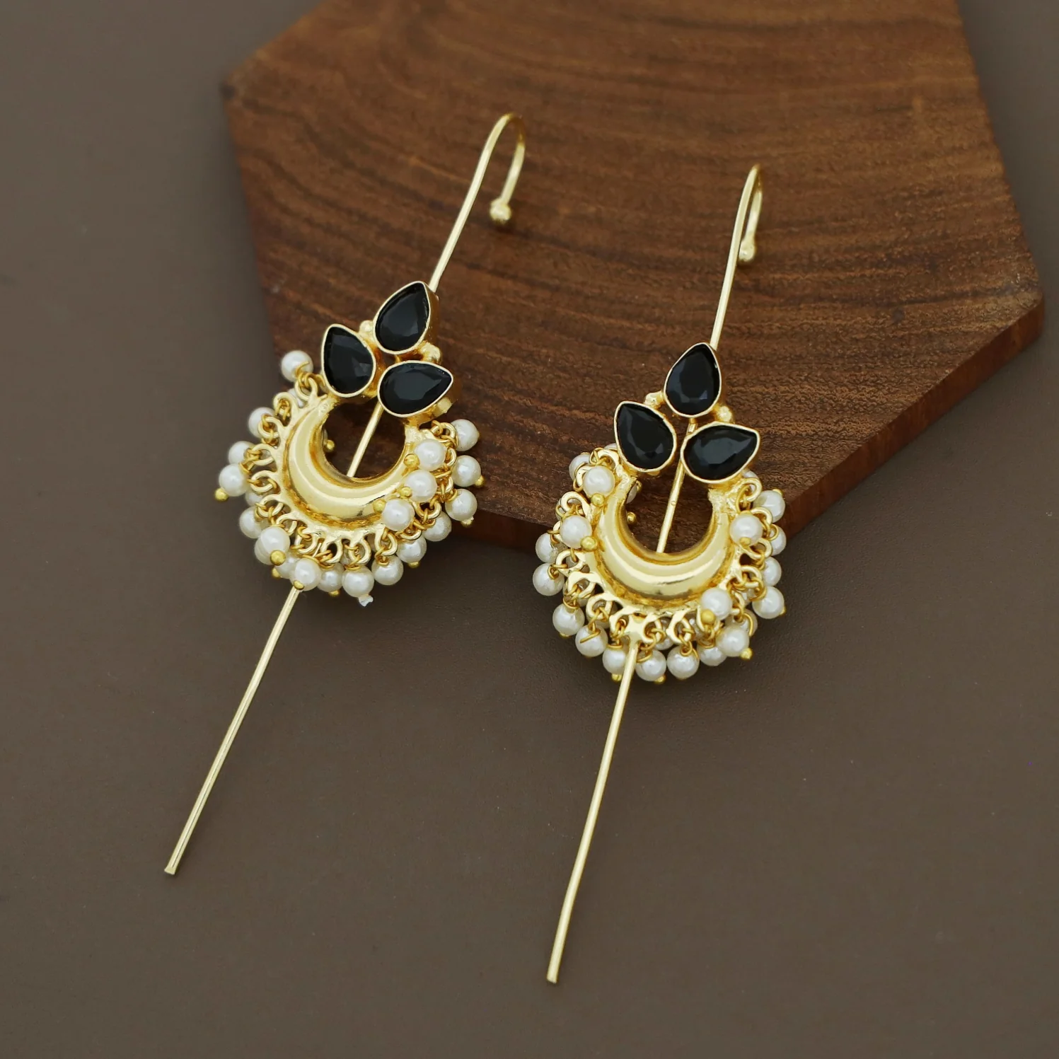Ananya Golden Moon And Glossy Pearl Ear-Cuff - Image 7