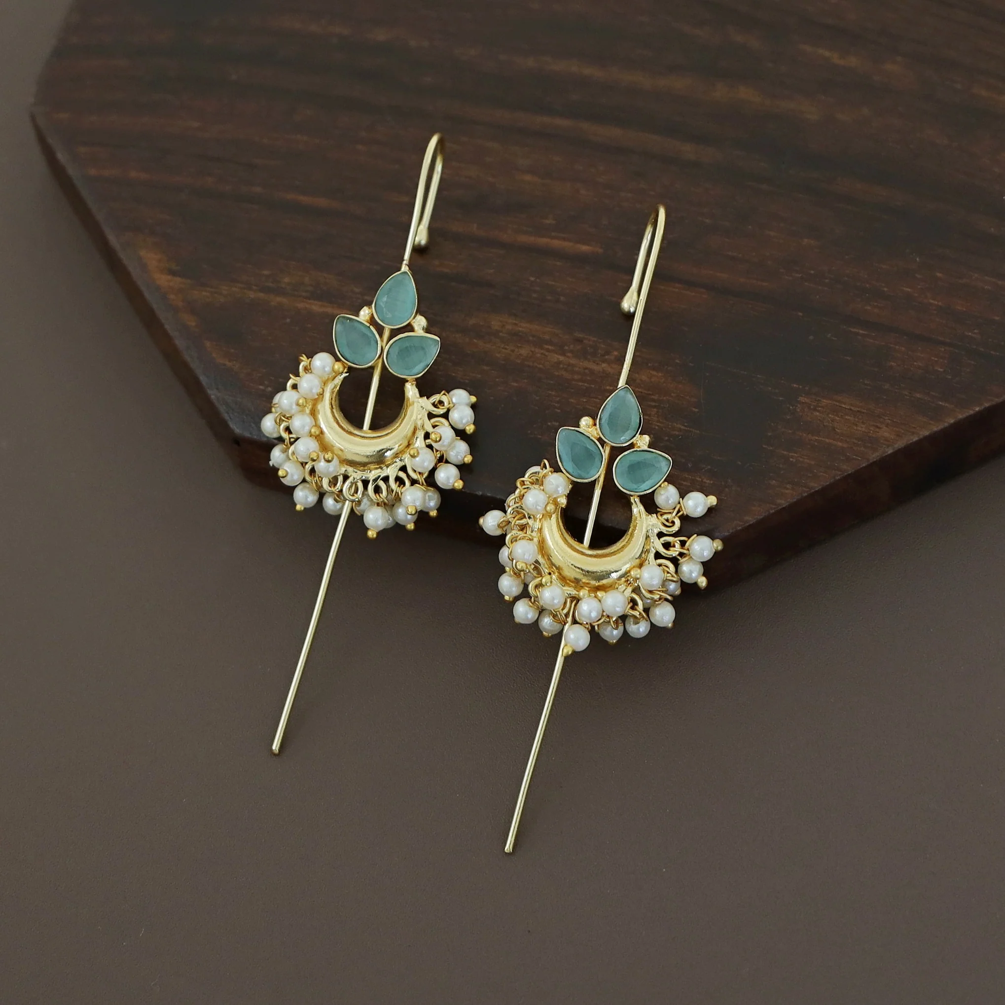 Ananya Golden Moon And Glossy Pearl Ear-Cuff - Image 9