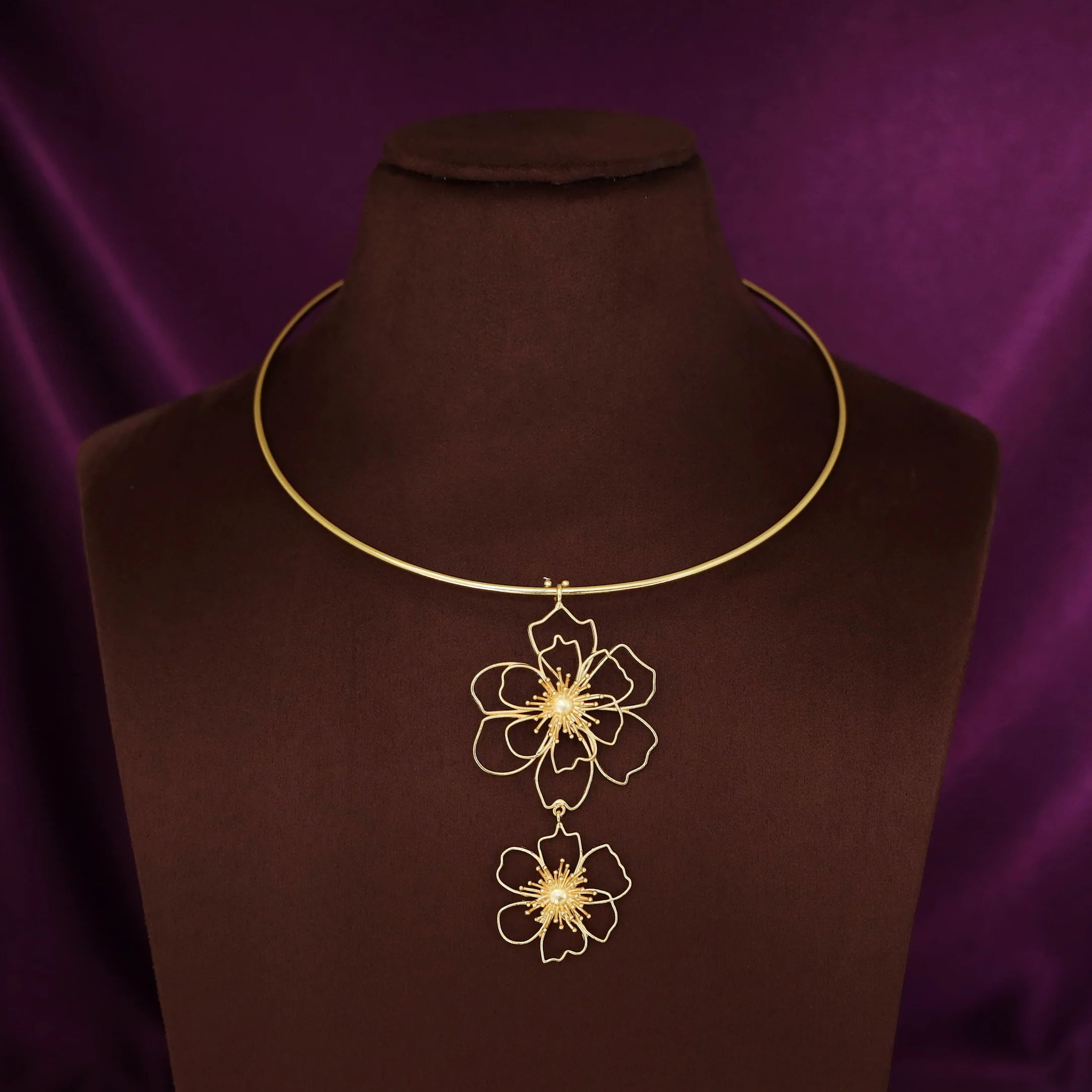 Angie Rosline Dual Flower Neck Cuff - Image 2