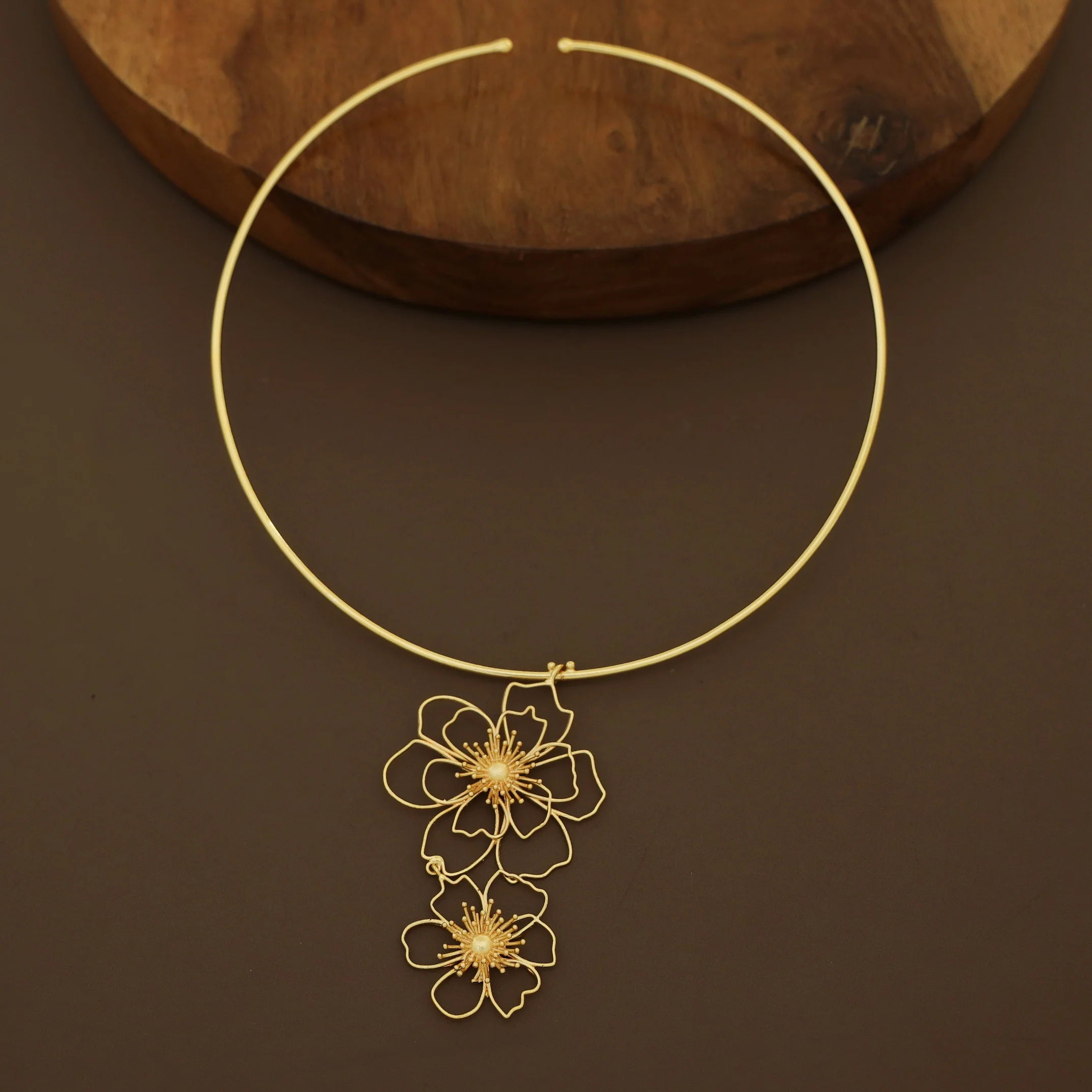 Angie Rosline Dual Flower Neck Cuff - Image 3