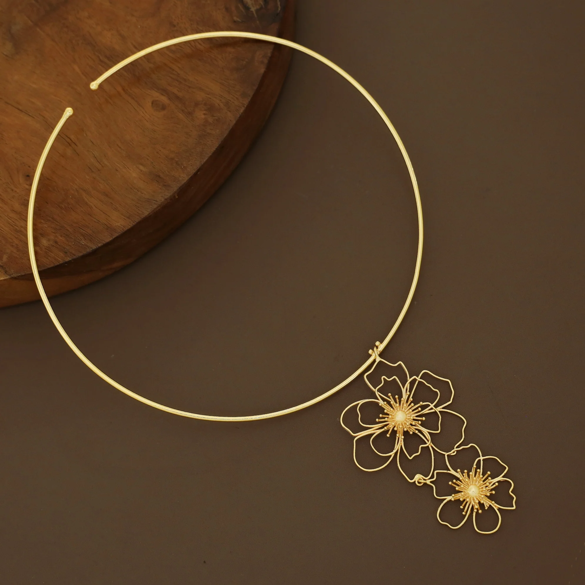 Angie Rosline Dual Flower Neck Cuff - Image 4