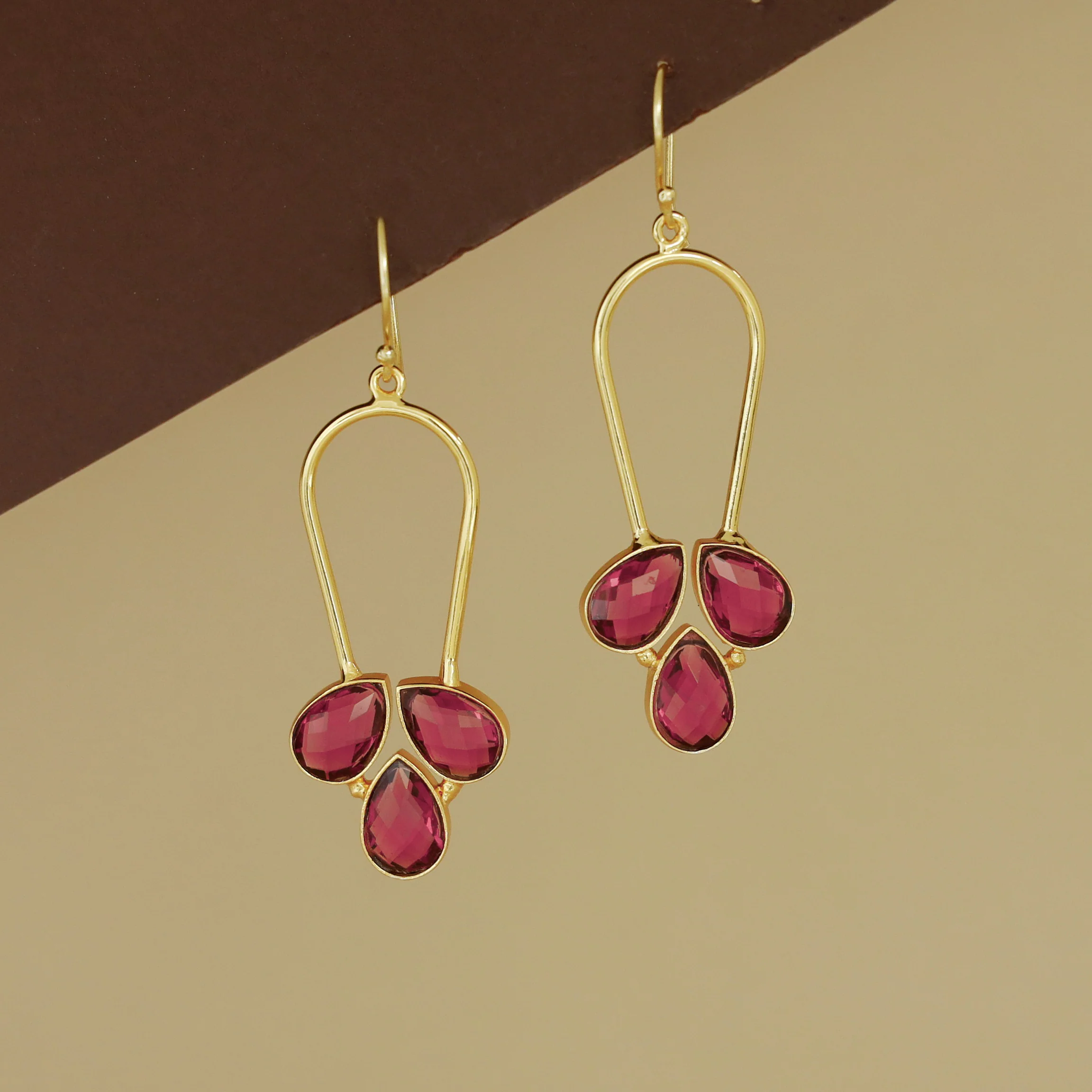 Anila Golden Arch Tri Glossy Stone Drop - Image 7