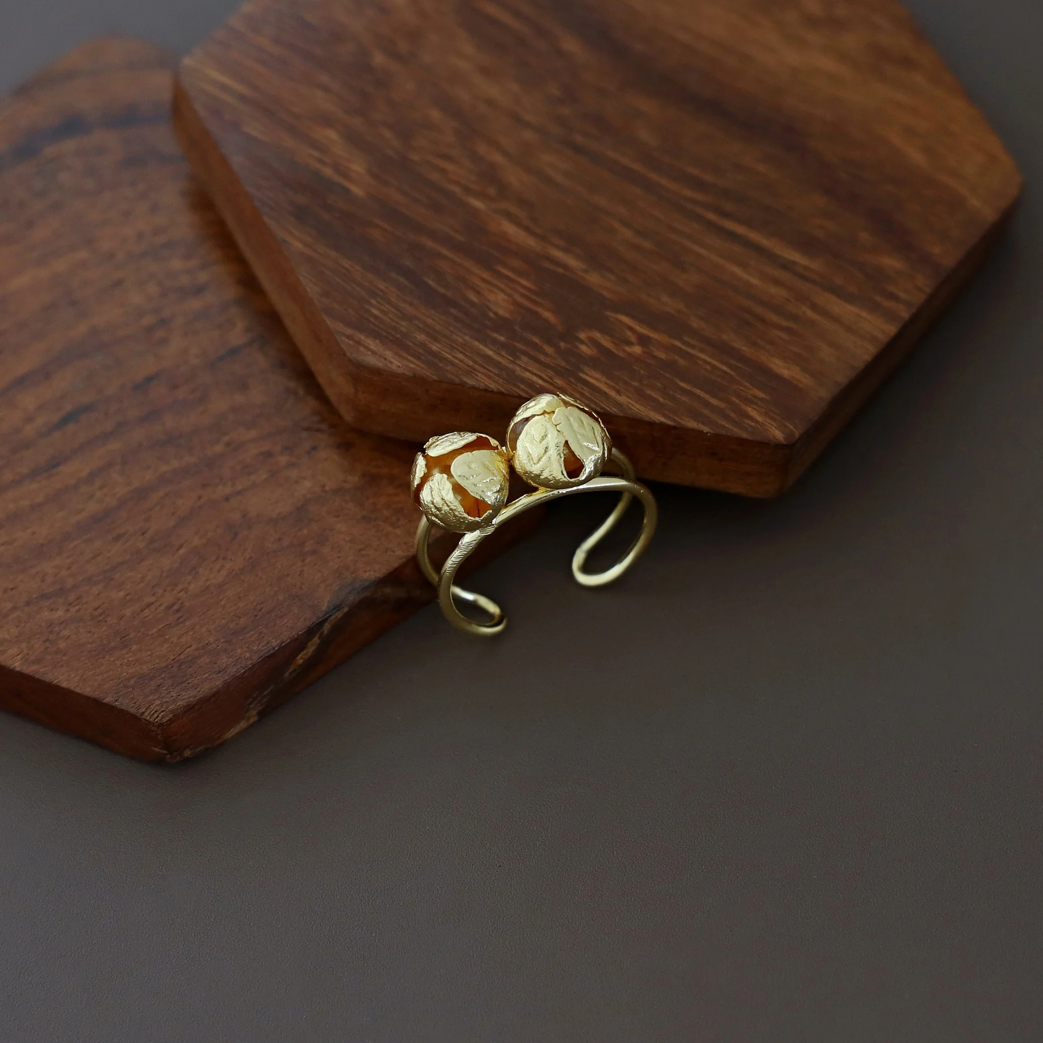 Annika Golden Ghungroo 2 Layer Ring - Image 2